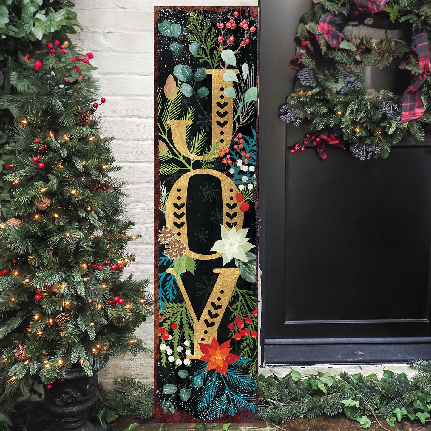 Joy/Peace/Happy New Year Porch Sign | Christmas Welcome Sign | Rustic Farmhouse Entryway Board | 3 Sizes