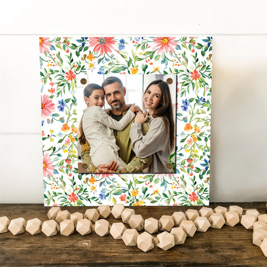 Personalized Spring Wall Decor | Custom Photo Frame | Wildflower Pattern | Custom Print | 3 Size Options