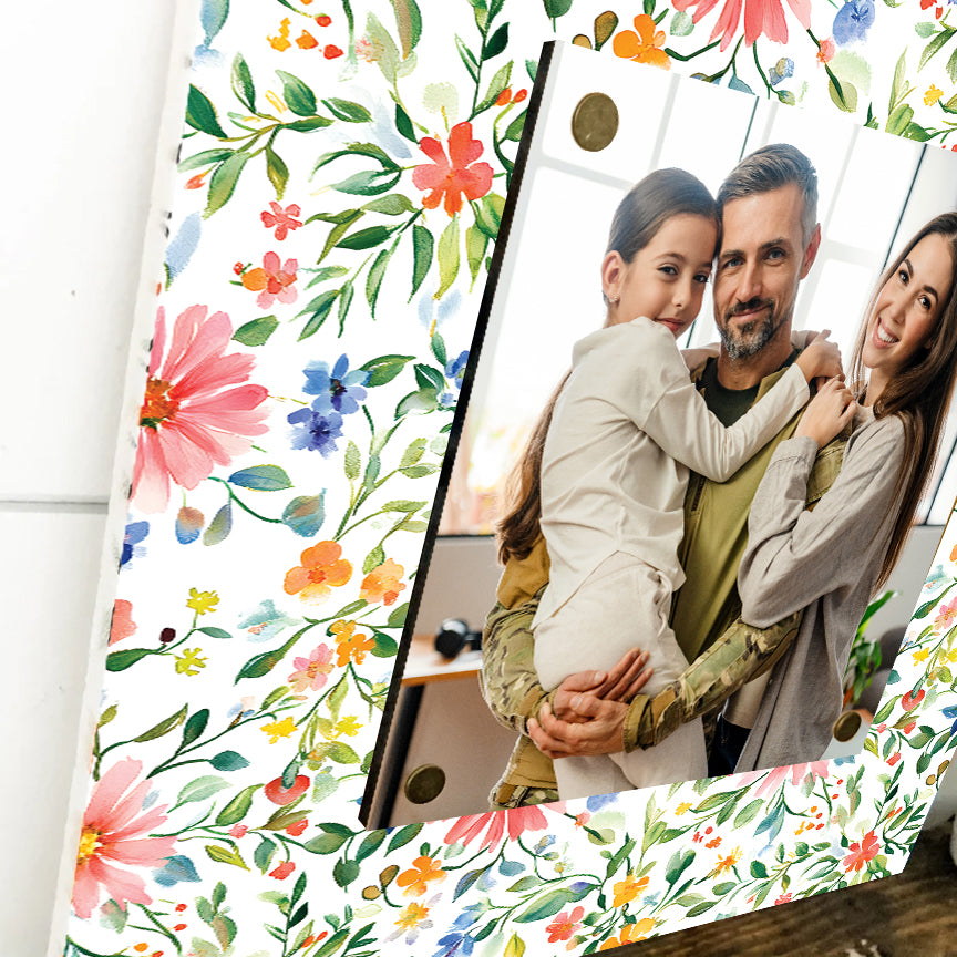 Personalized Spring Wall Decor | Custom Photo Frame | Wildflower Pattern | Custom Print | 3 Size Options