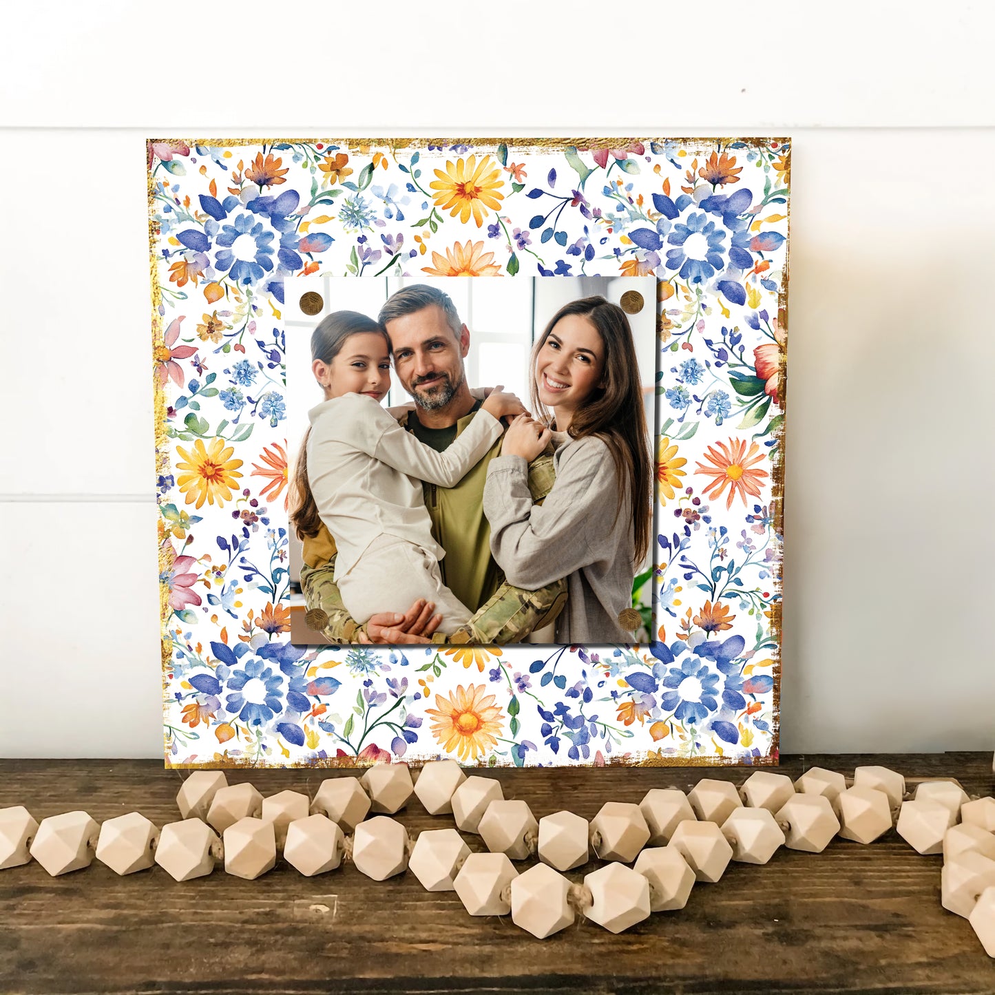 Personalized Spring Wall Decor | Custom Photo Frame | Wildflower Pattern | Custom Print | 3 Size Options