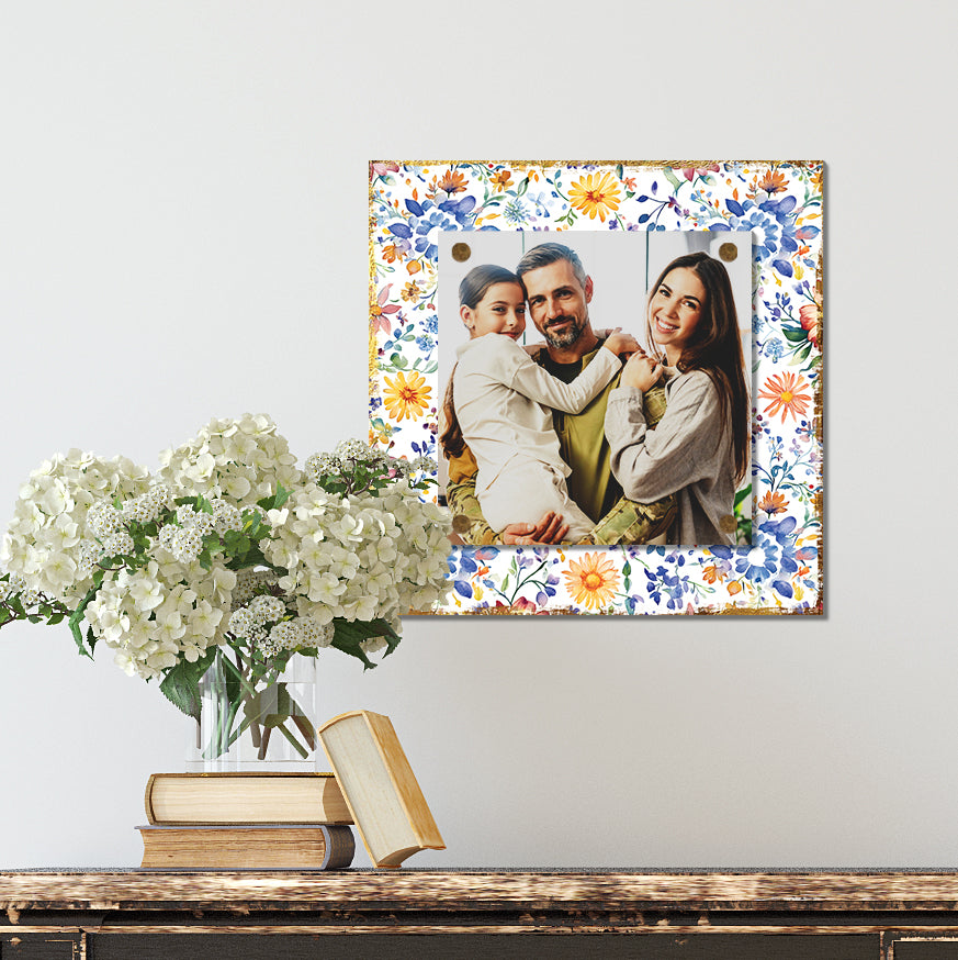 Personalized Spring Wall Decor | Custom Photo Frame | Wildflower Pattern | Custom Print | 3 Size Options