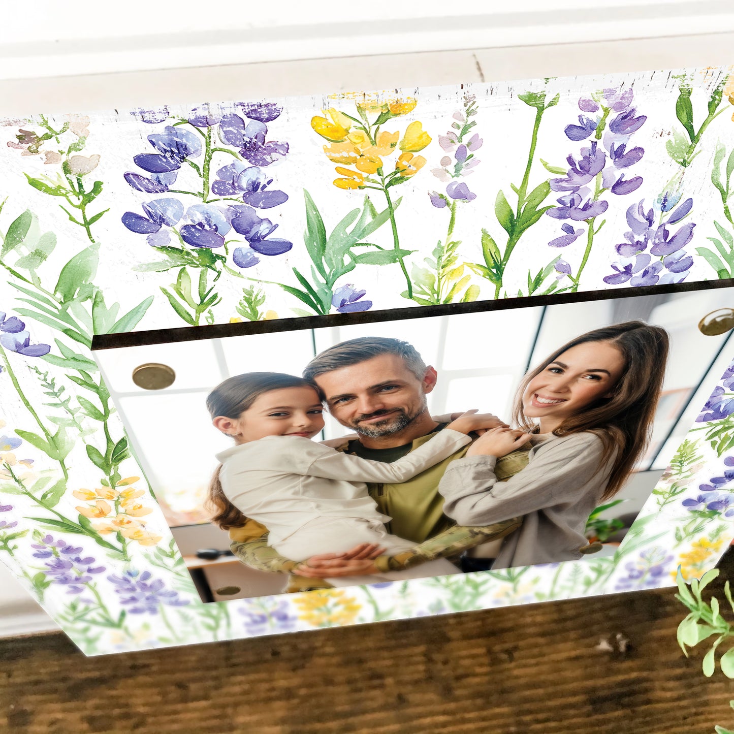 Personalized Spring Wall Decor | Custom Photo Frame with Lupine Wildflower Pattern | Custom Print in Spring Colors | Available in 3 Size Options