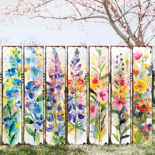 Spring Wildflowers Porch Sign | Playful Watercolor Front Door, Entryway, Porch Decor | 7 Pattern Options | Available in 48x9.25in & 60x12in