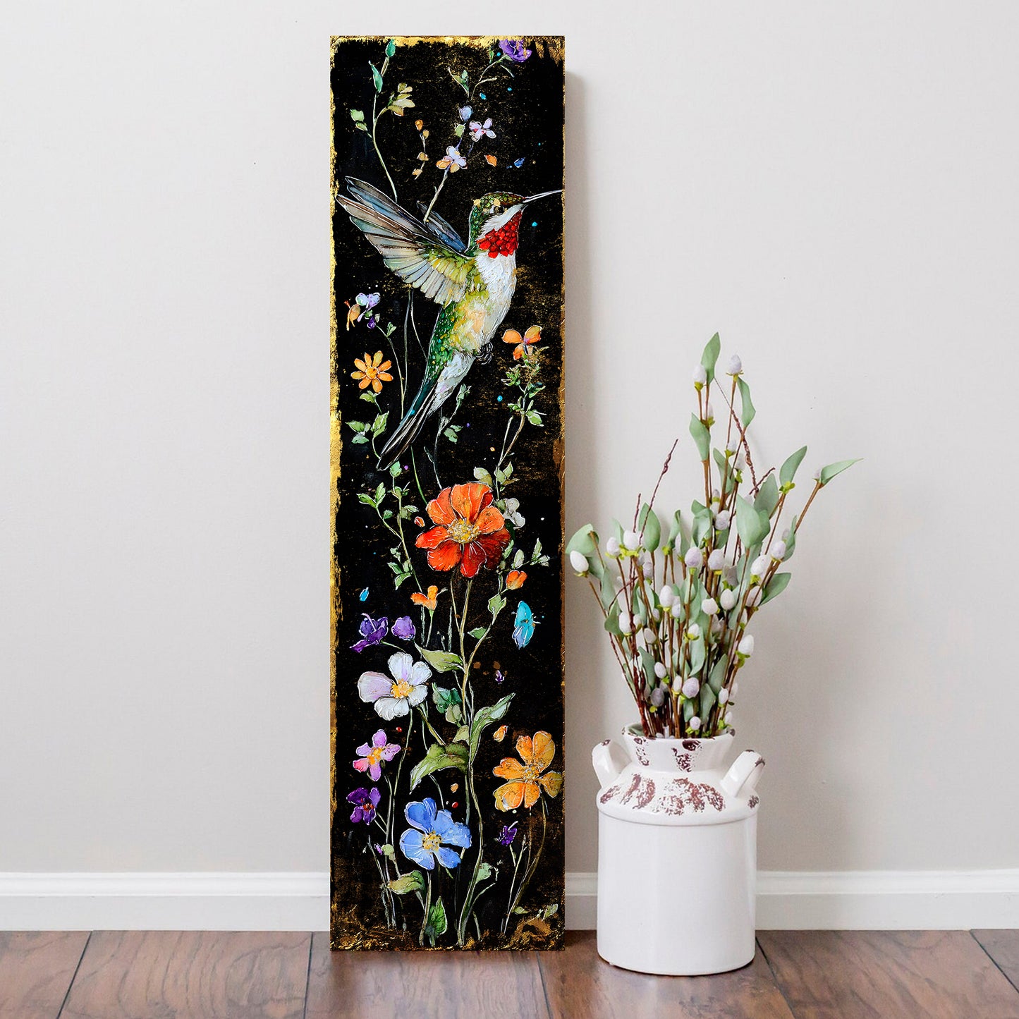 Spring Wildflower Porch Sign | Wooden Entryway Decor | UV Print | Front Porch Plaque | Wildflowers & Hummingbirds Design | 3 Sizes Available