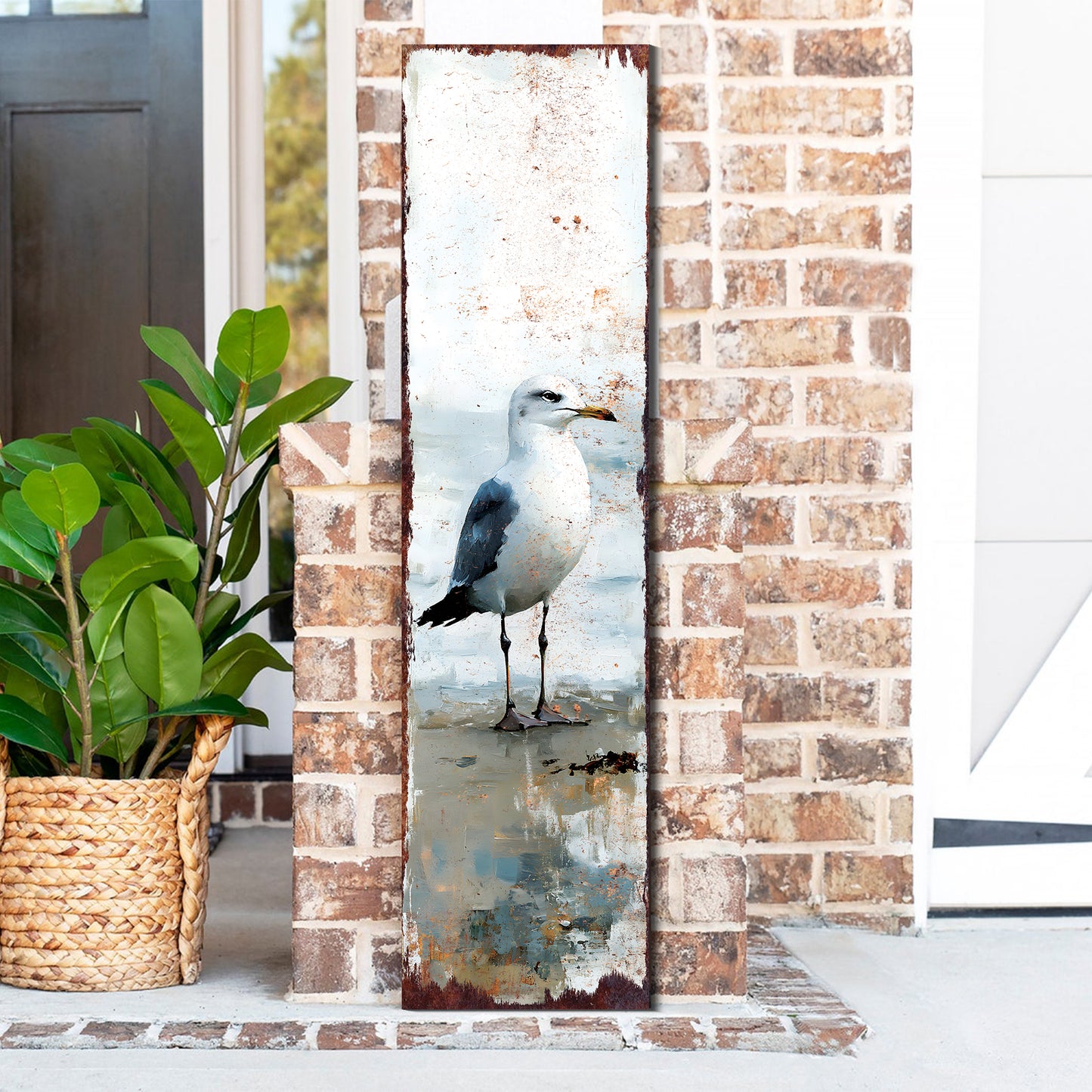 Ocean Seagull Porch Sign | Wooden Entryway Decor | UV Print | Front Porch Plaque | Seagull on the Beach Design | 3 Sizes Available