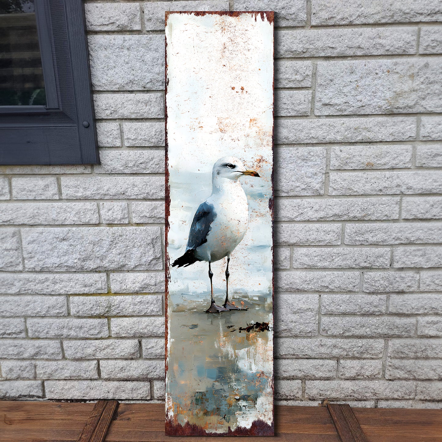 Ocean Seagull Porch Sign | Wooden Entryway Decor | UV Print | Front Porch Plaque | Seagull on the Beach Design | 3 Sizes Available