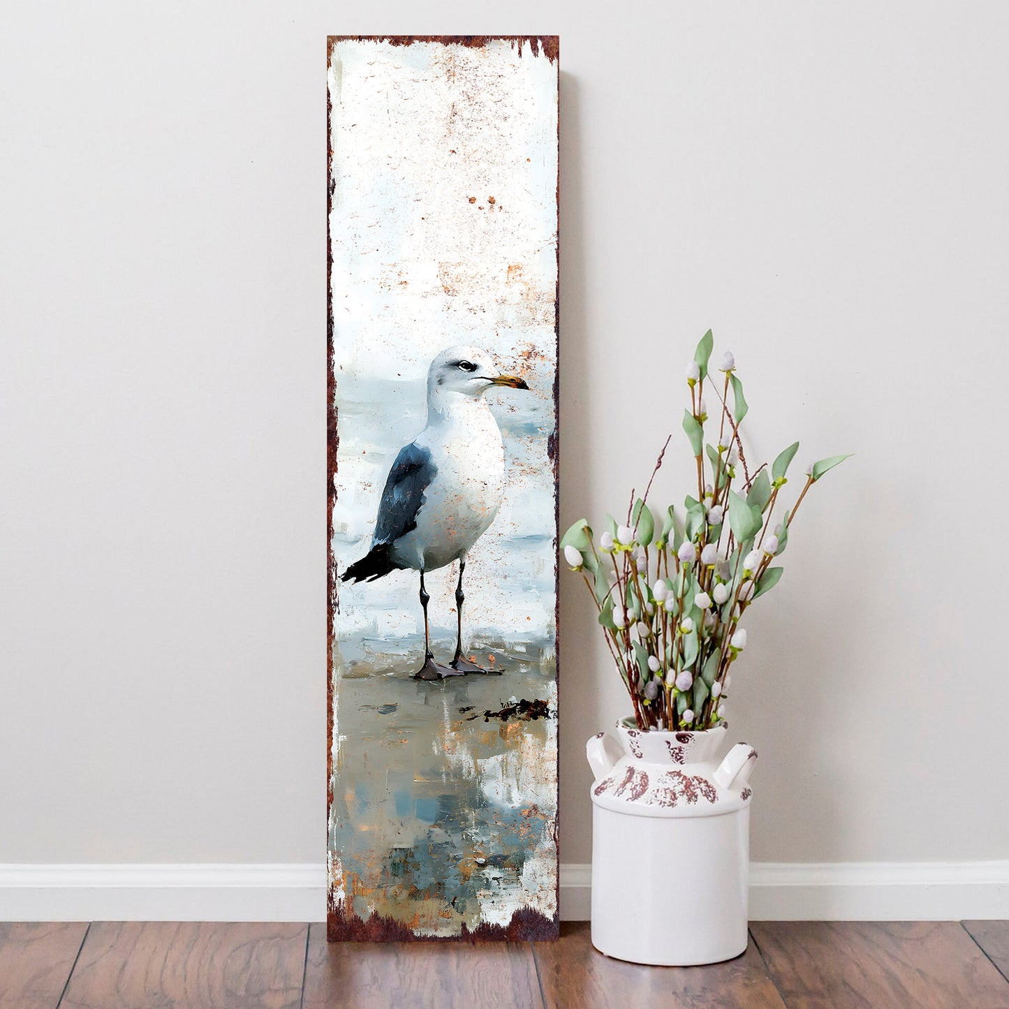 Ocean Seagull Porch Sign | Wooden Entryway Decor | UV Print | Front Porch Plaque | Seagull on the Beach Design | 3 Sizes Available