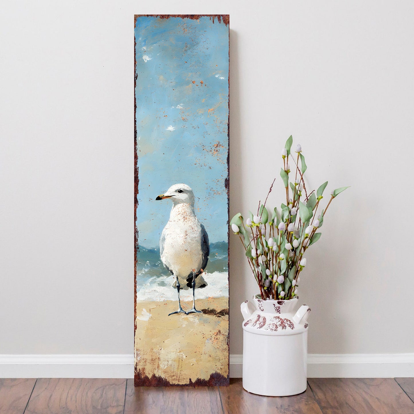 Ocean Seagull Porch Sign | Wooden Entryway Decor | UV Print | Front Porch Plaque | Seagull on the Beach Design | 3 Sizes Available