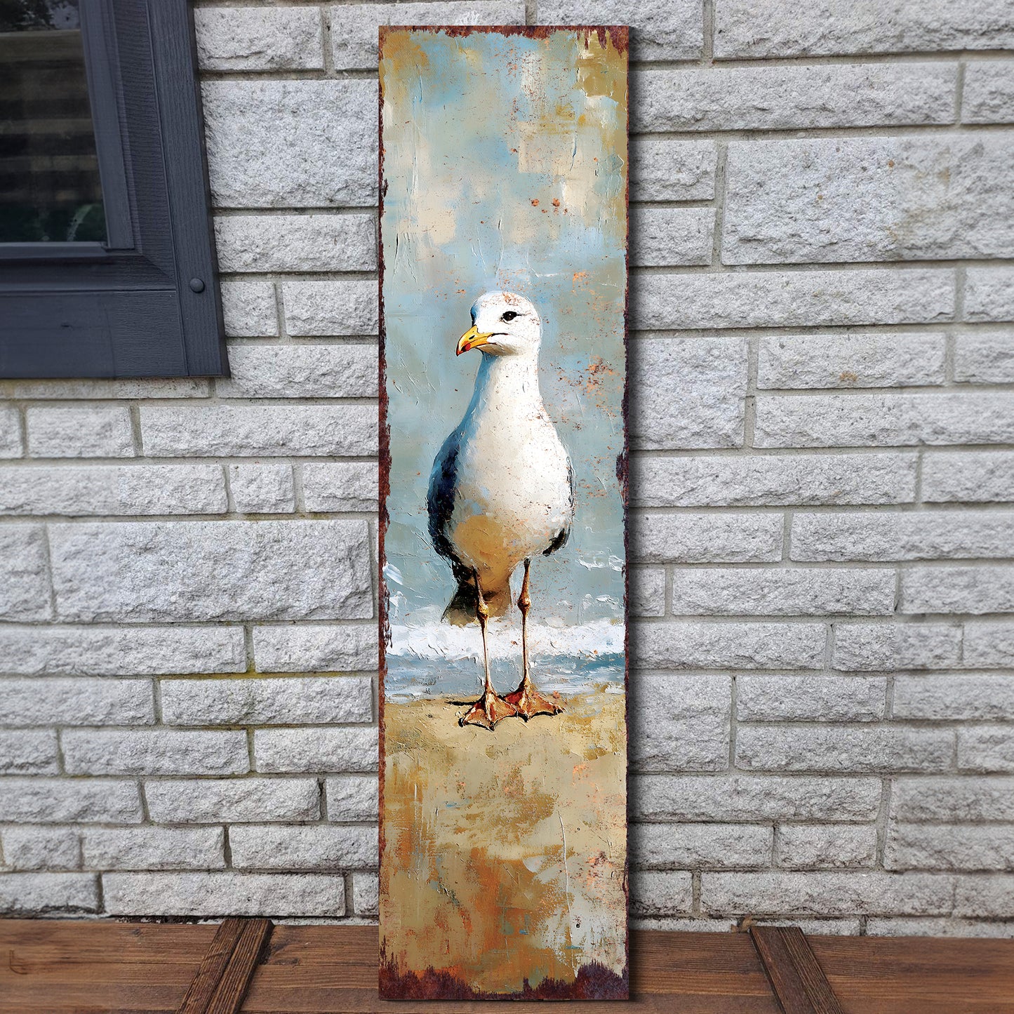 Ocean Seagull Porch Sign | Wooden Entryway Decor | UV Print | Front Porch Plaque | Seagull on the Beach Design | 3 Sizes Available