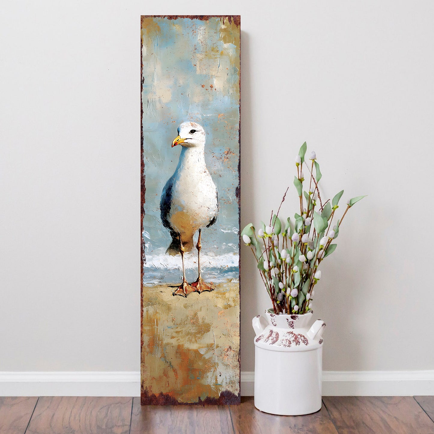 Ocean Seagull Porch Sign | Wooden Entryway Decor | UV Print | Front Porch Plaque | Seagull on the Beach Design | 3 Sizes Available