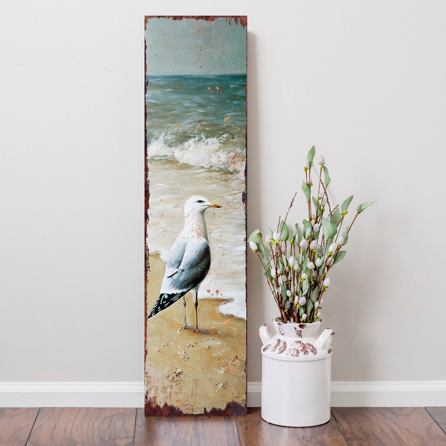 Ocean Seagull Porch Sign | Wooden Entryway Decor | UV Print | Front Porch Plaque | Seagull on the Beach Design | 3 Sizes Available