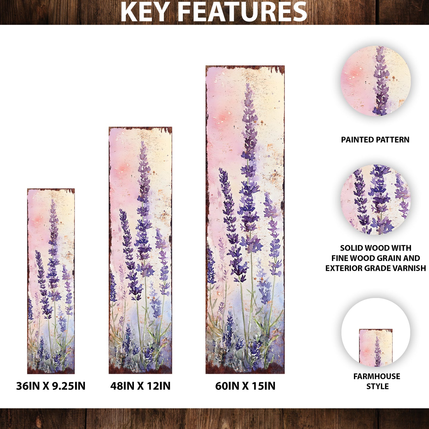 Spring Lavender Porch Sign | Wooden Entryway Decor | Uv Print | Front Porch Plaque | Lavender Design | 3 Sizes Available