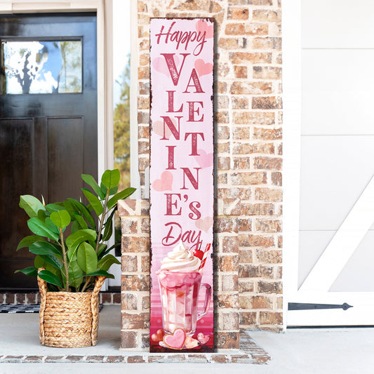 48in Happy Valentine’s Day Porch Sign | Front Porch Valentine’s Welcome Sign | Romantic Entryway Decor | Wooden UV Print