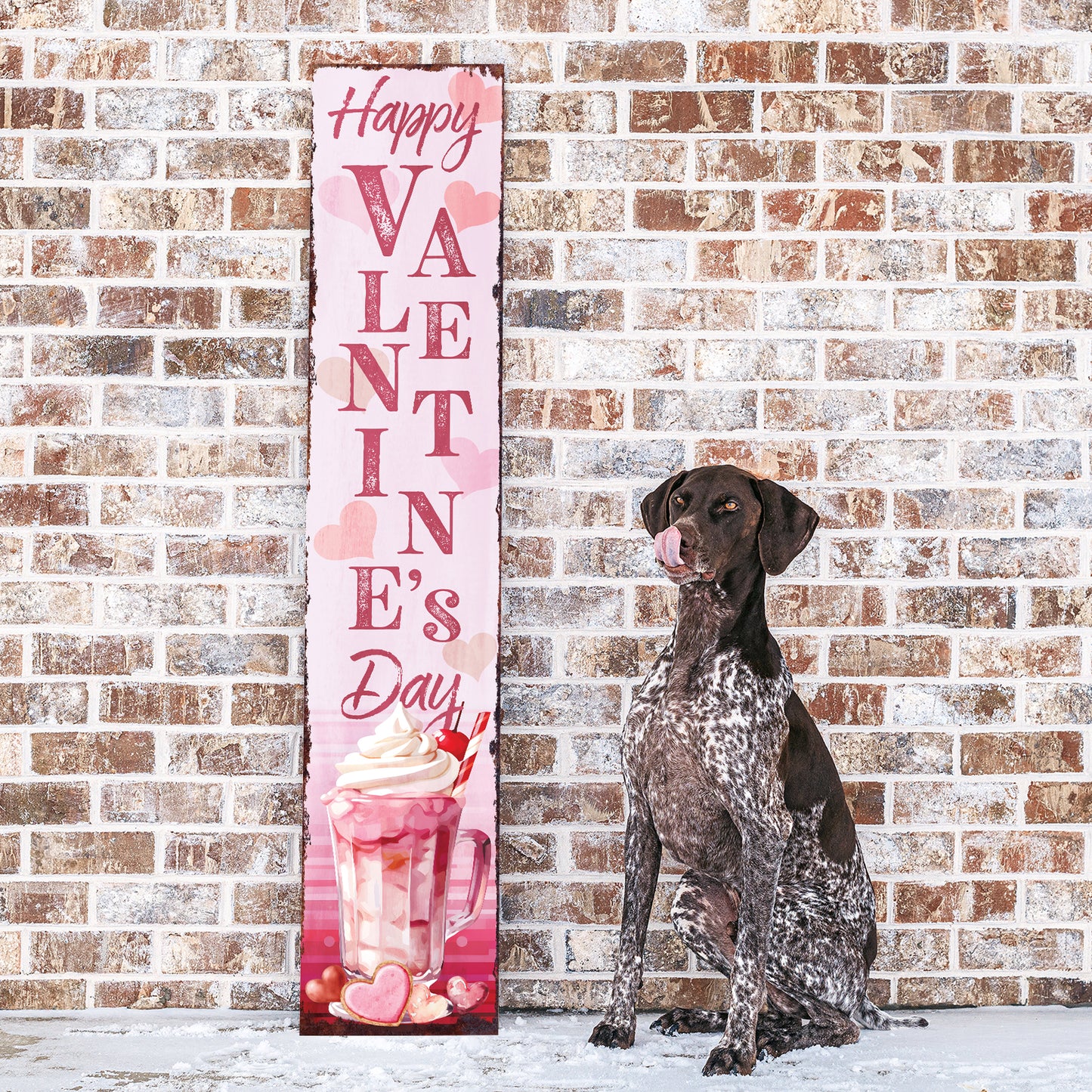 48in Happy Valentine’s Day Porch Sign | Front Porch Valentine’s Welcome Sign | Romantic Entryway Decor | Wooden UV Print