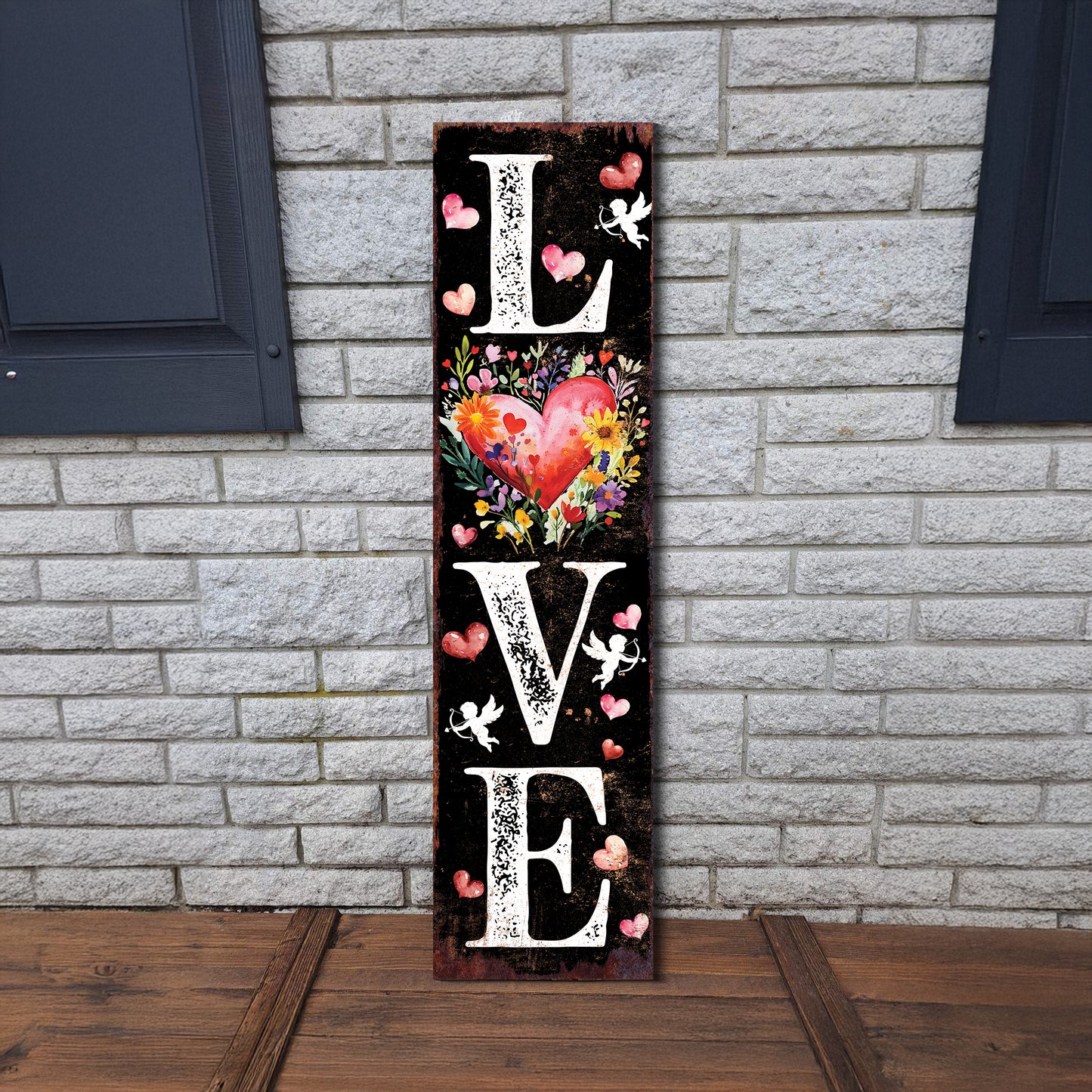 LOVE Valentine’s Day Porch Sign | Wooden Entryway Decor | UV Print | Front Porch Plaque | Romantic Home Decor | 3 Sizes Available