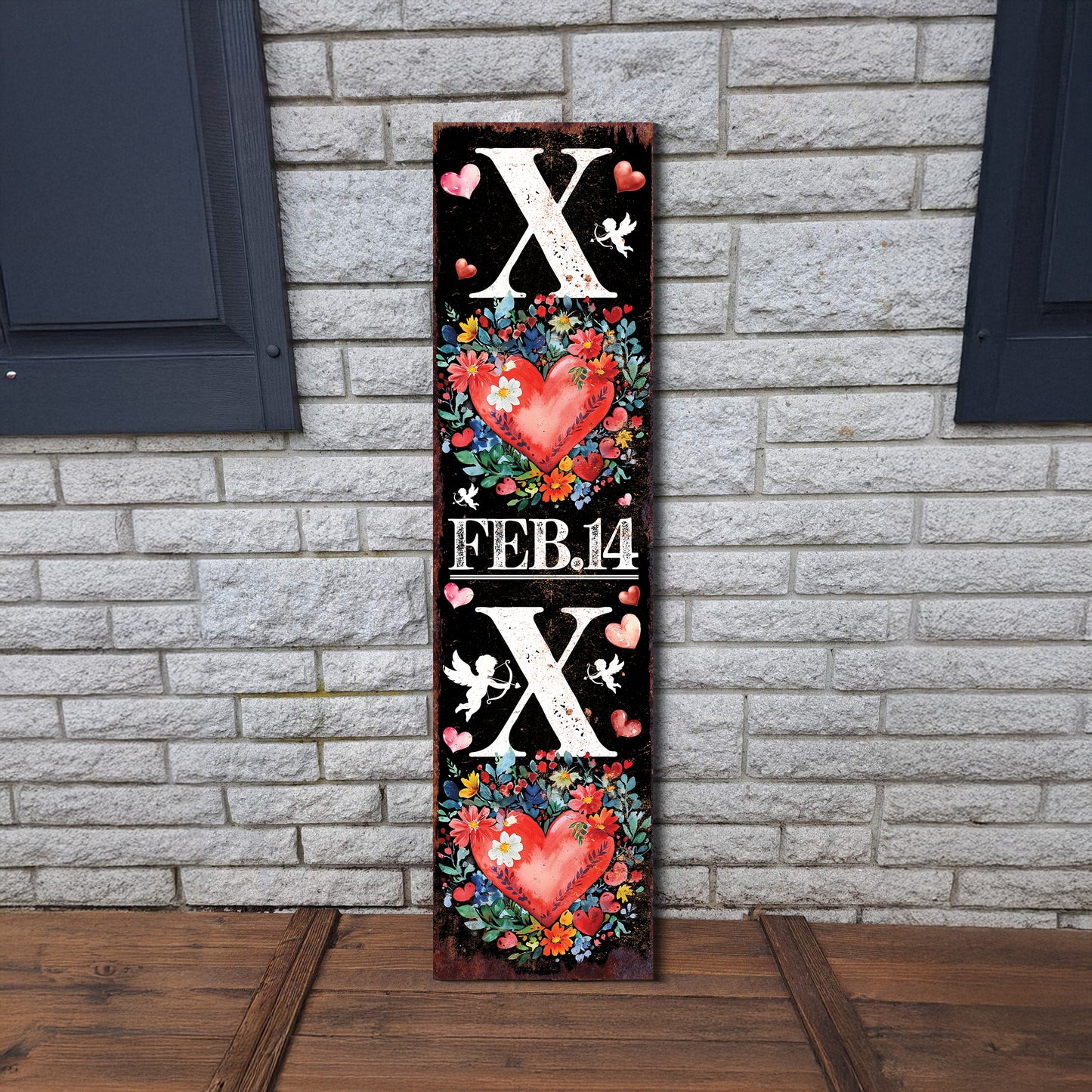 XOXO Valentine’s Day Porch Sign | Wooden Entryway Decor | UV Print | Front Porch Plaque | Romantic Home Decor | 3 Sizes Available