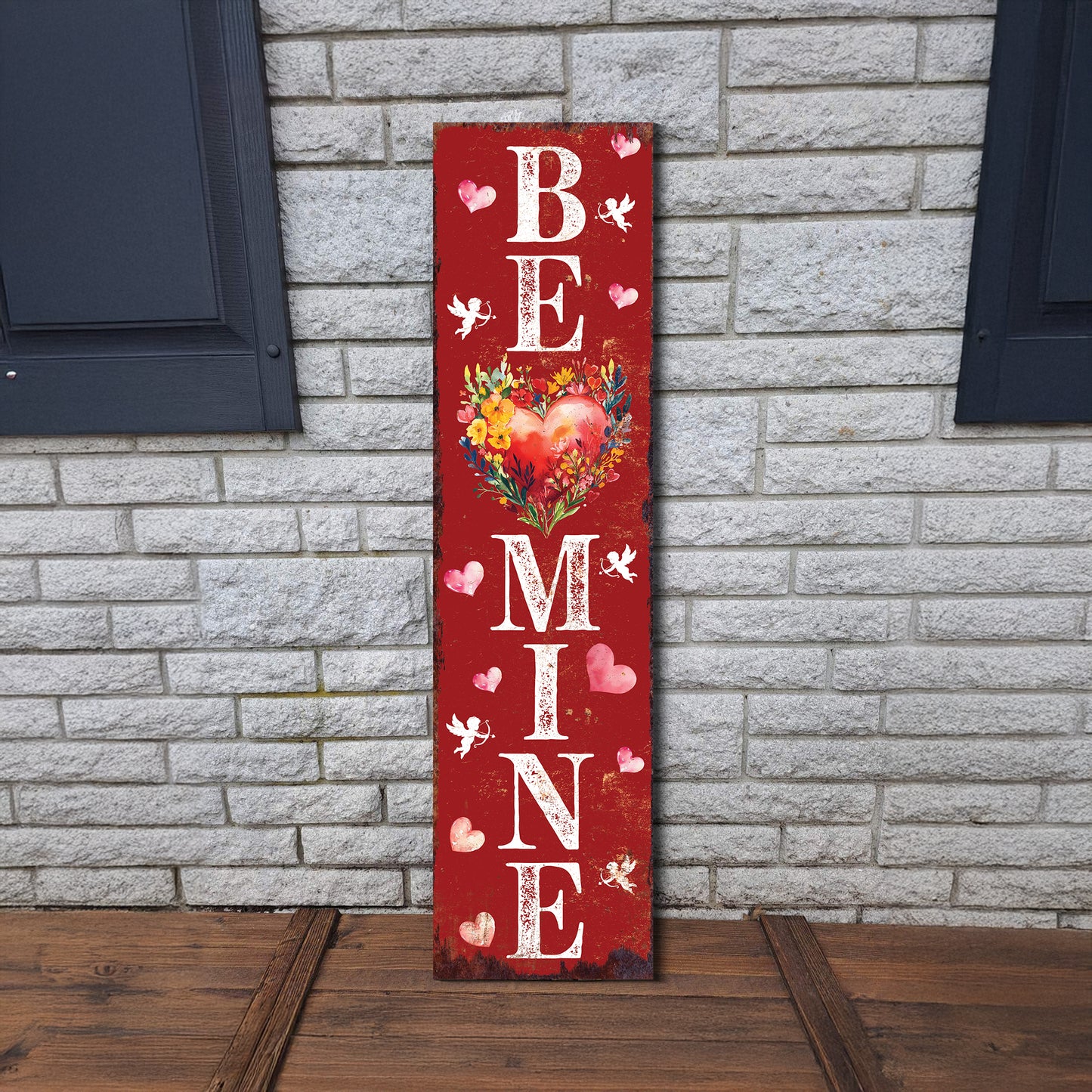 Be Mine Valentine’s Day Porch Sign | Wooden Entryway Decor | UV Print | Front Porch Plaque | Romantic Home Decor | 3 Sizes Available