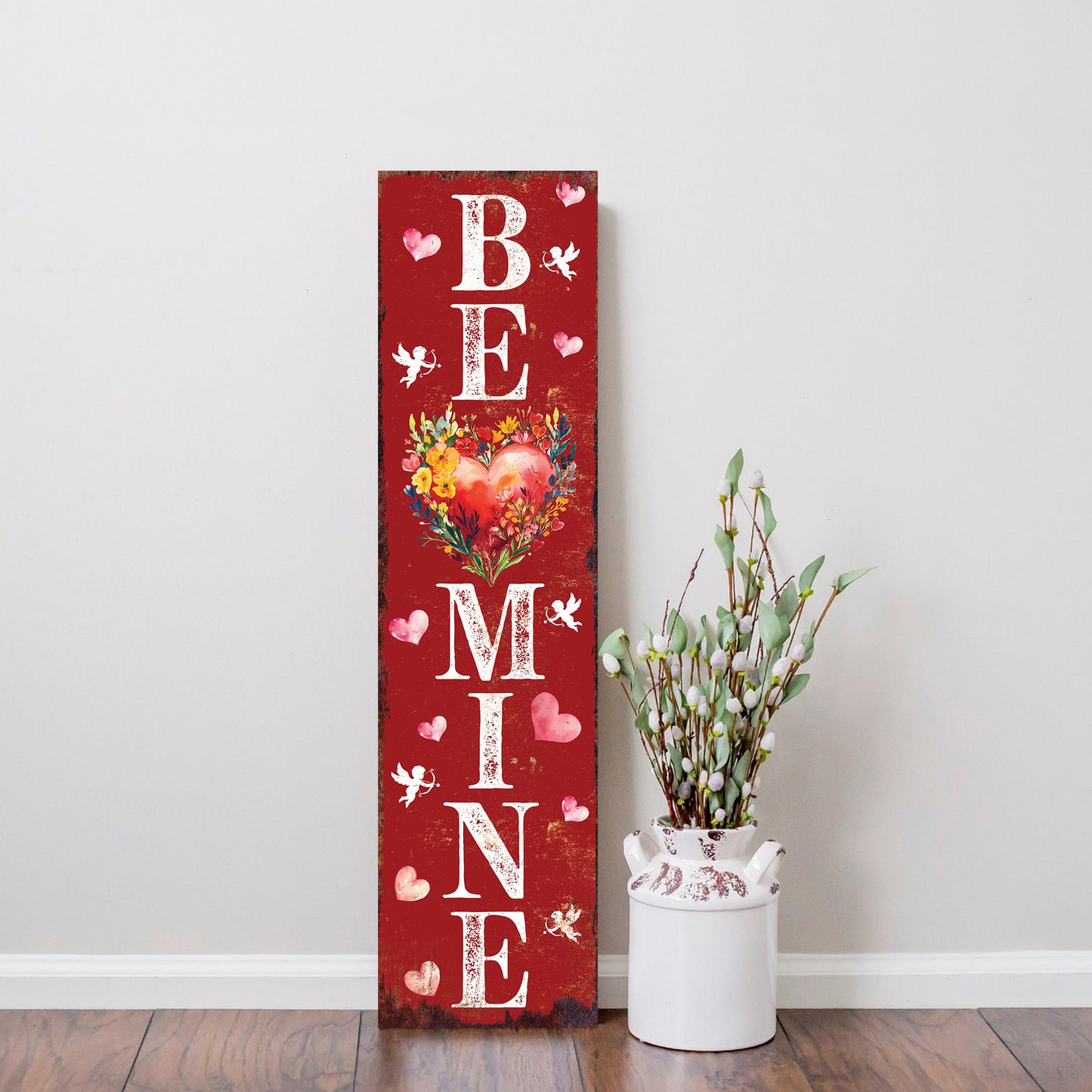 Be Mine Valentine’s Day Porch Sign | Wooden Entryway Decor | UV Print | Front Porch Plaque | Romantic Home Decor | 3 Sizes Available