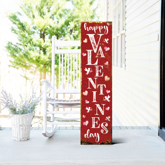 Happy Valentine’s Day Porch Sign | Wooden Entryway Decor | UV Print | Front Porch Plaque | Romantic Home Decor | 3 Sizes Available