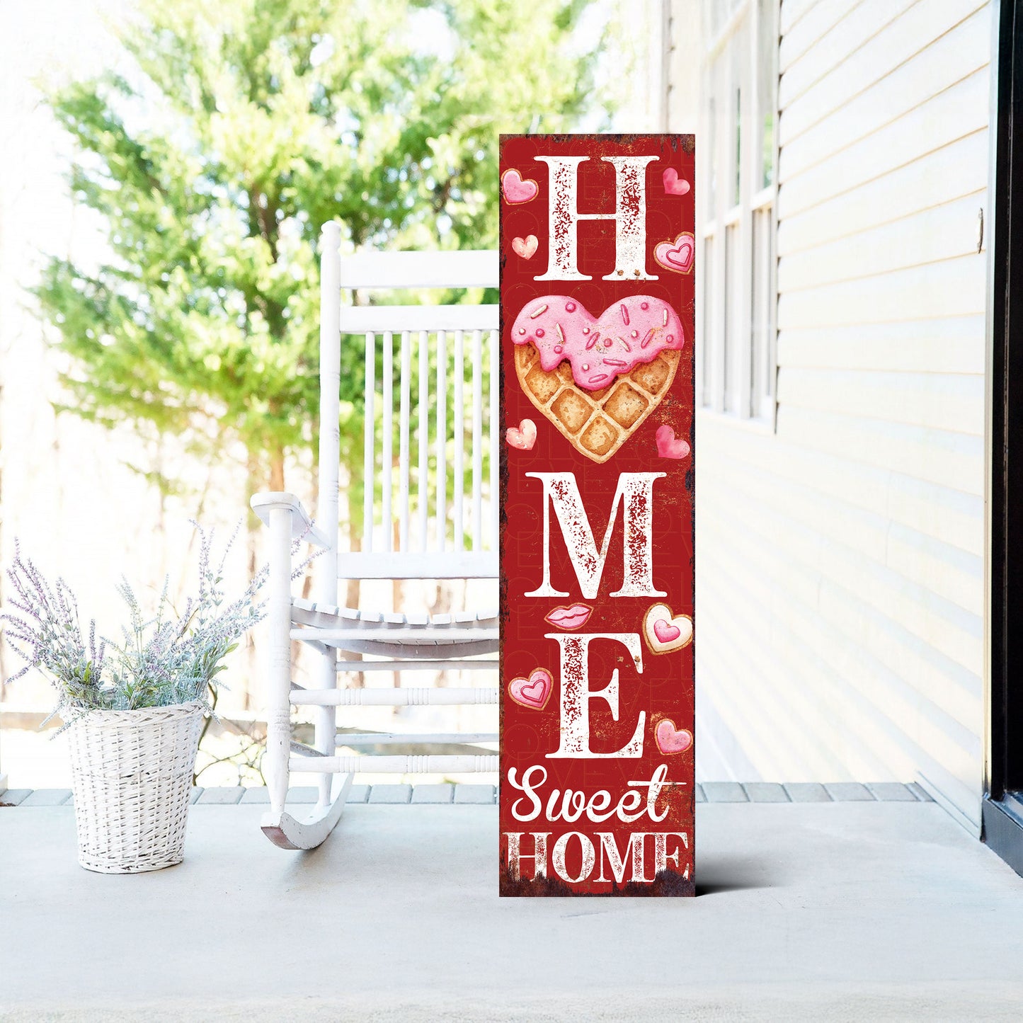 Hello Sweet Heart Valentine’s Day Porch Sign | Wooden Entryway Decor | UV Print | Front Porch Plaque | Romantic Home Decor | 3 Sizes