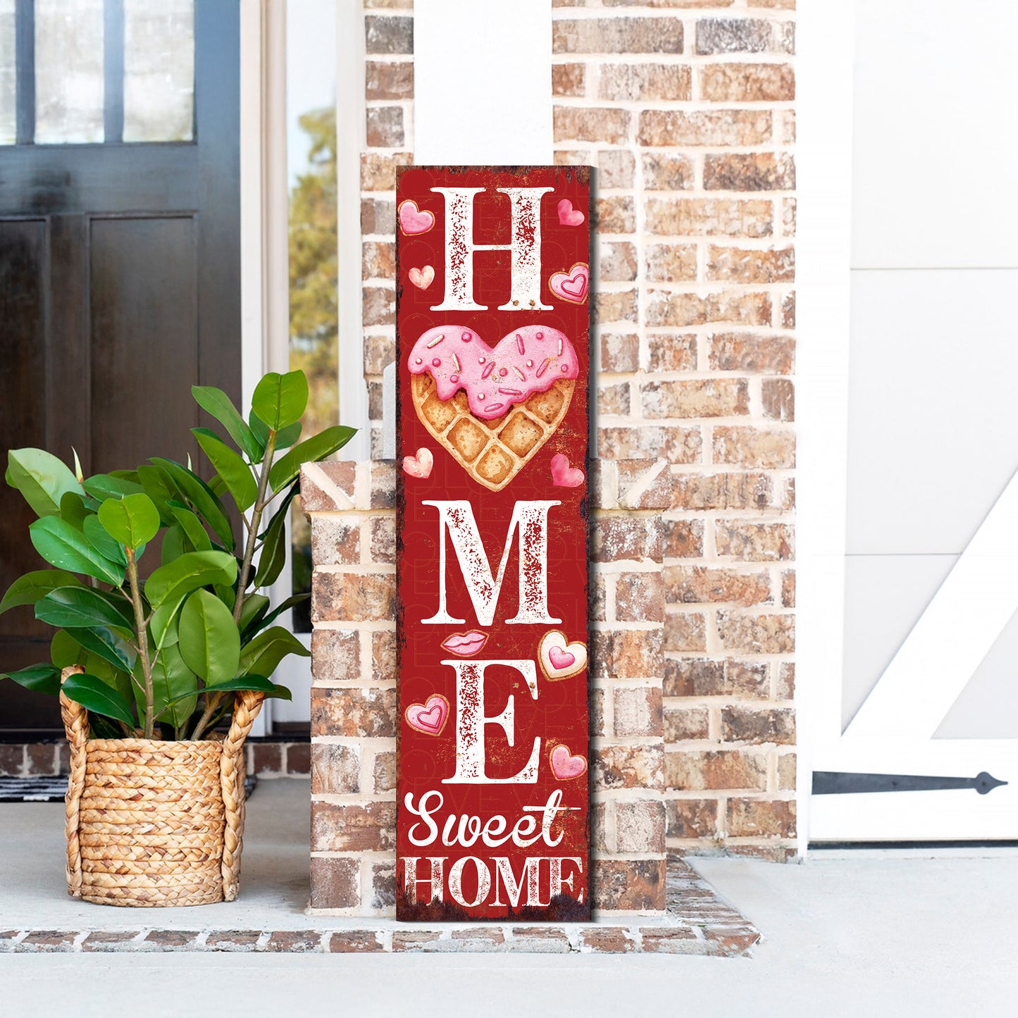 Hello Sweet Heart Valentine’s Day Porch Sign | Wooden Entryway Decor | UV Print | Front Porch Plaque | Romantic Home Decor | 3 Sizes