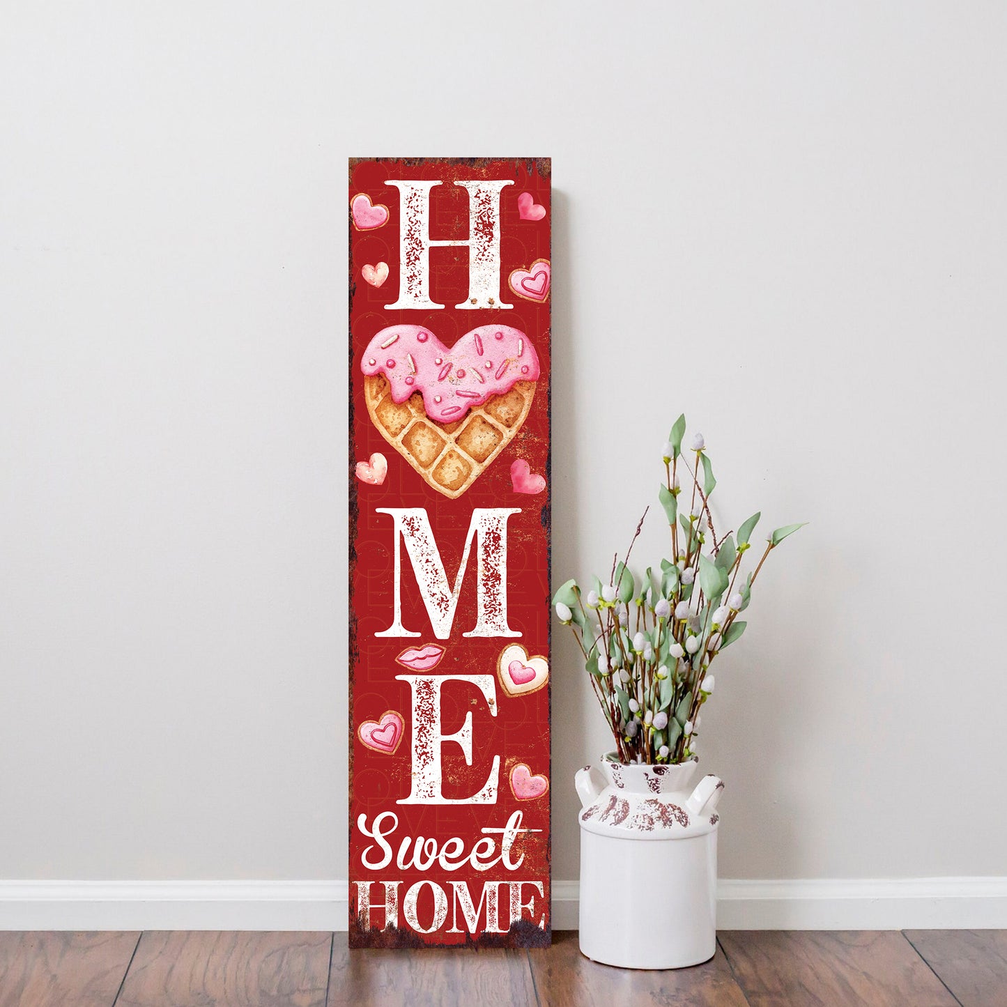 Hello Sweet Heart Valentine’s Day Porch Sign | Wooden Entryway Decor | UV Print | Front Porch Plaque | Romantic Home Decor | 3 Sizes