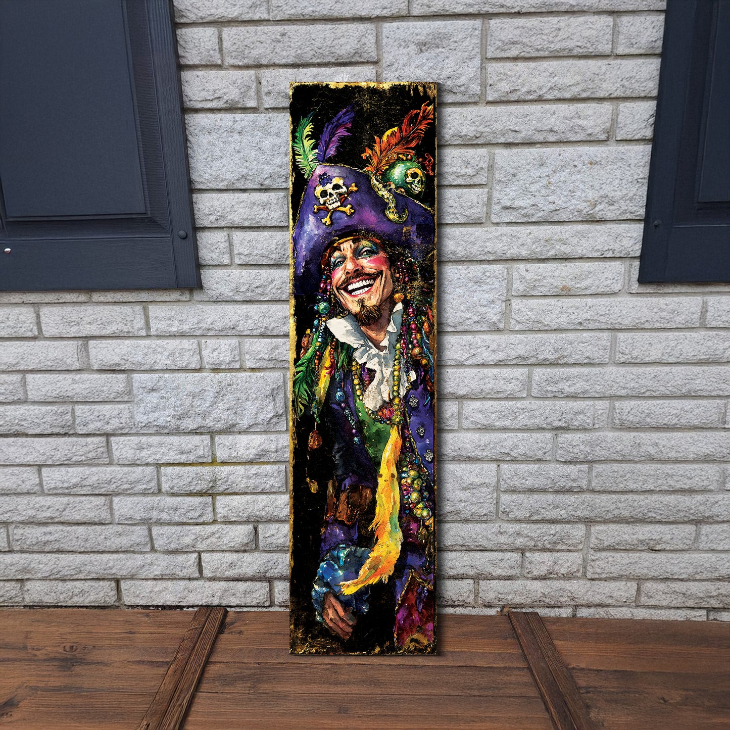 Pirate Mardi Gras Porch Sign | Wooden Entryway Decor | UV Print | Front Porch Plaque | Festive Gasparilla Decor | 3 Sizes Available