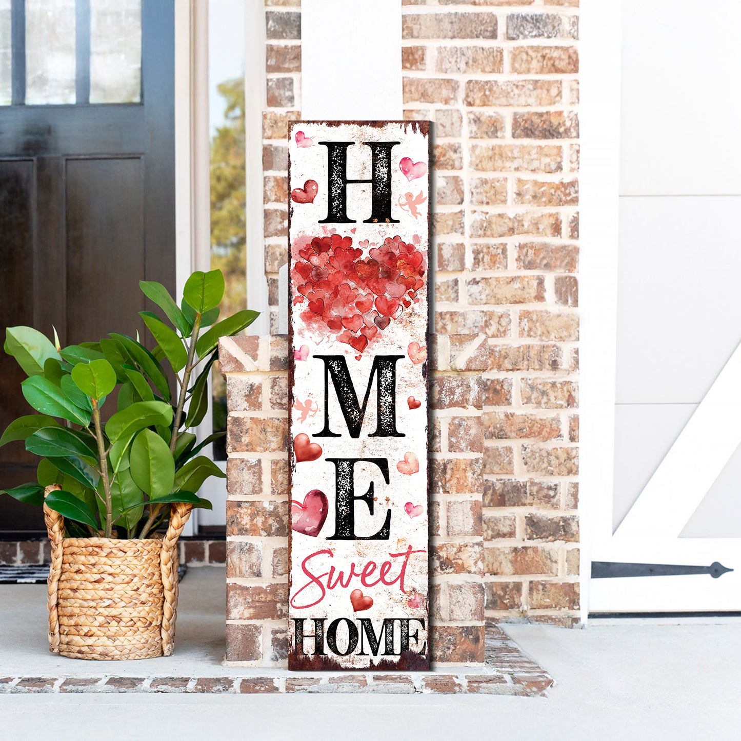 Hello Sweet Heart Valentine’s Day Porch Sign | Wooden Entryway Decor | UV Print | Front Porch Plaque | Romantic Home Decor | 3 Sizes