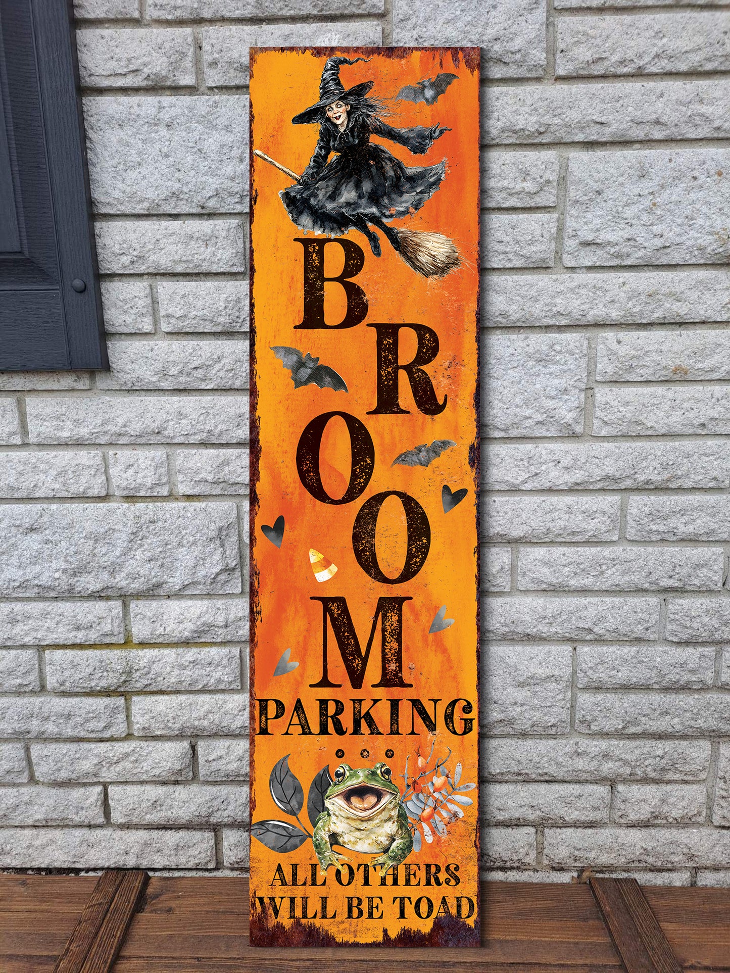 Halloween Porch Sign, Broom Parking Wooden Entryway Decor, UV Print, 3 Sizes