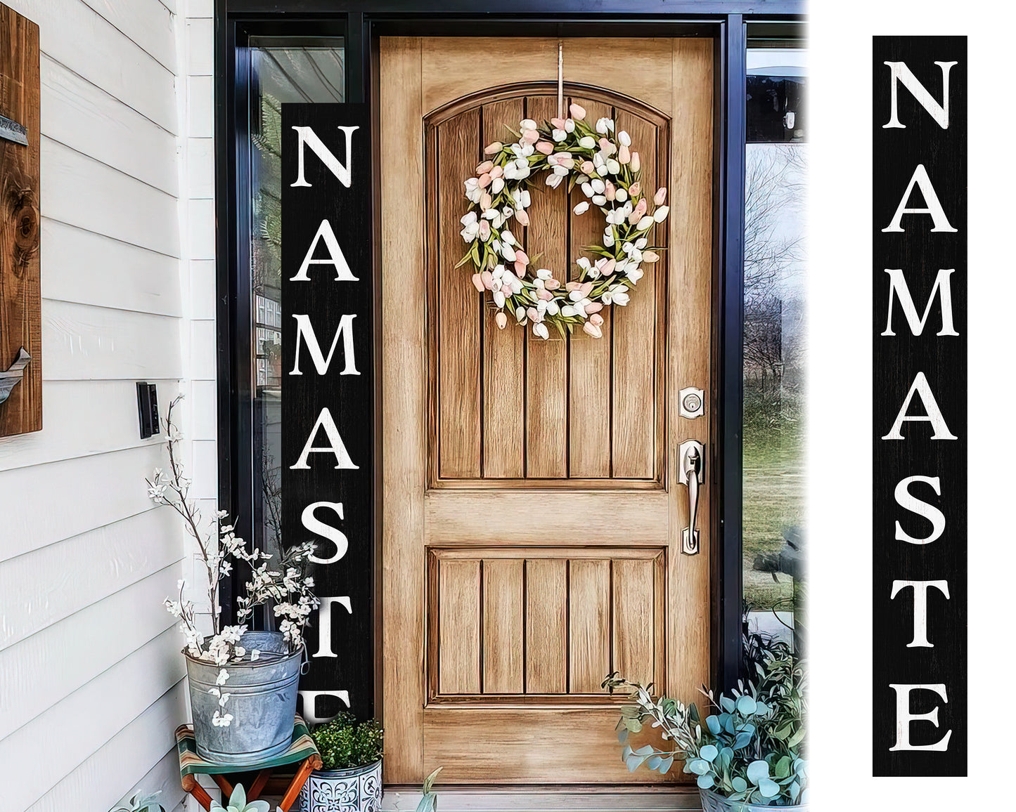 Namaste Wooden Porch Sign - Rustic 72" Welcome Decor - Mindful Home Entryway Gift fun door sign