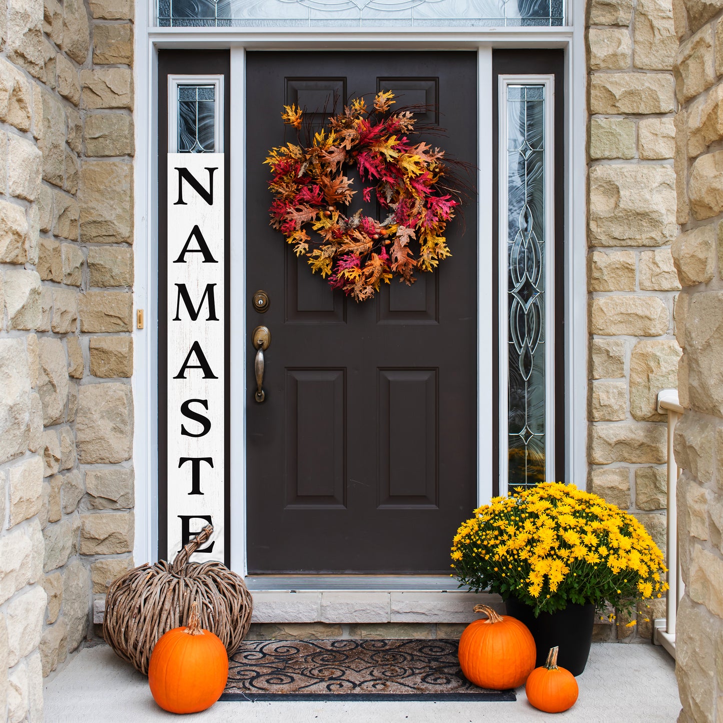 Namaste Wooden Porch Sign - Rustic 72" Welcome Decor - Mindful Home Entryway Gift