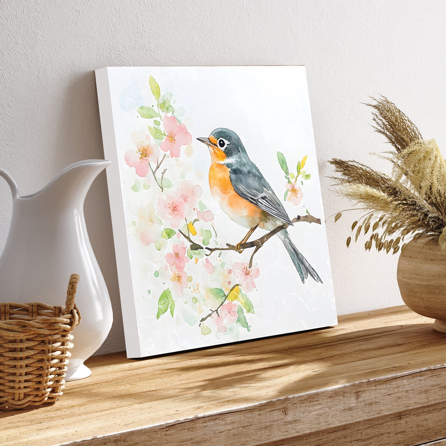 Spring American Robin Wall Decor Art | UV Print Wall Decor | Indoor Wall Art Canvas | 3 Sizes