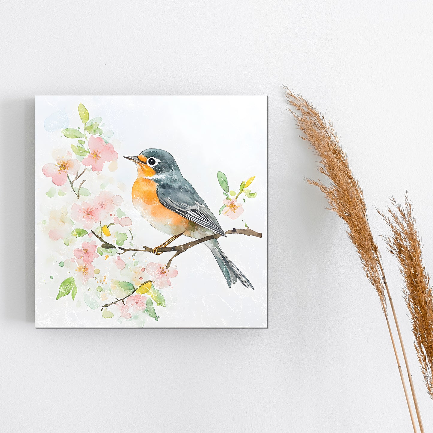 Spring American Robin Wall Decor Art | UV Print Wall Decor | Indoor Wall Art Canvas | 3 Sizes