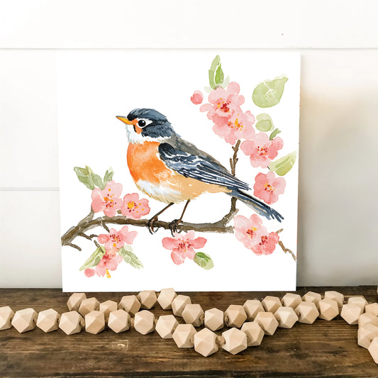 Spring American Robin Wall Decor Art | UV Print Wall Decor | Indoor Wall Art Canvas | 3 Sizes