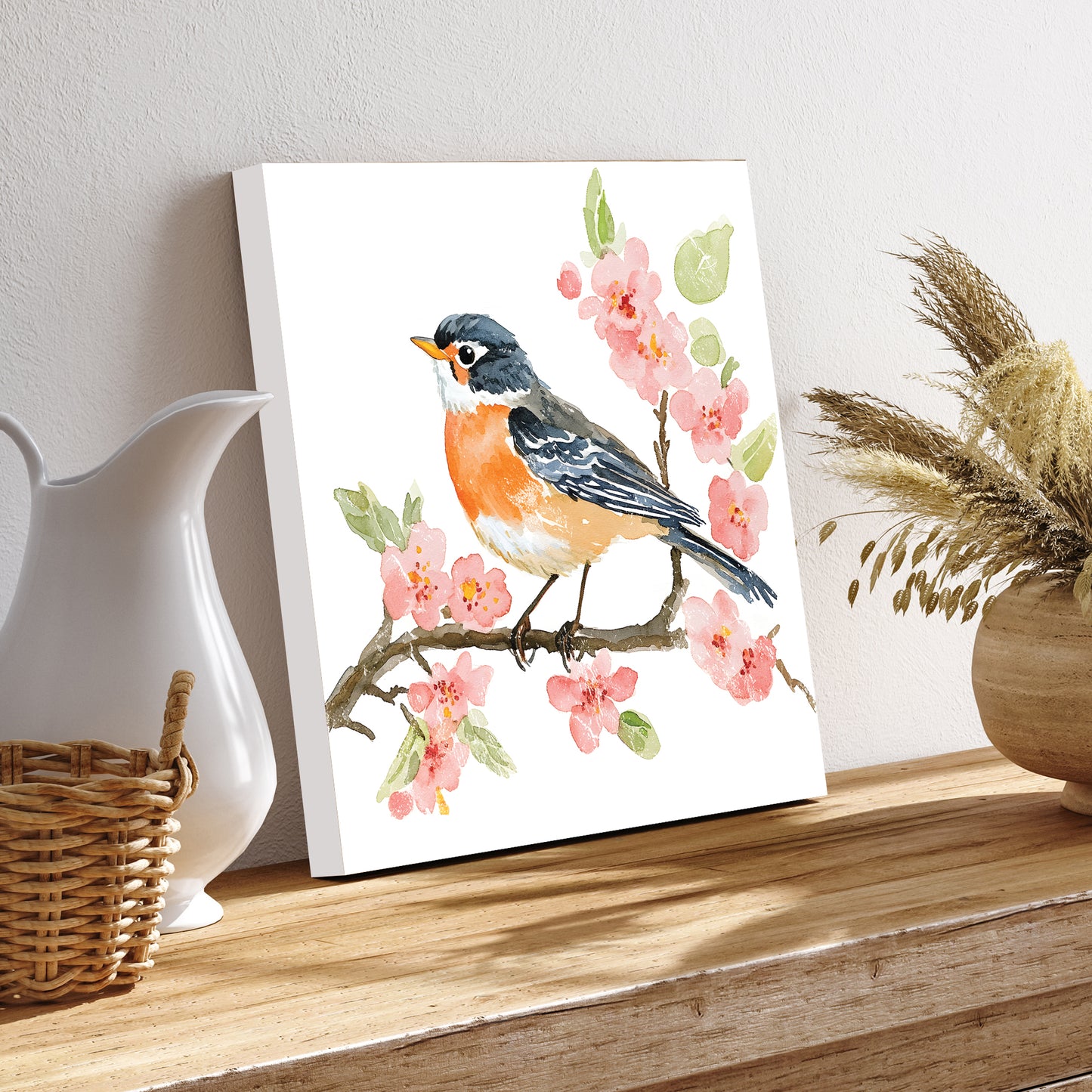 Spring American Robin Wall Decor Art | UV Print Wall Decor | Indoor Wall Art Canvas | 3 Sizes