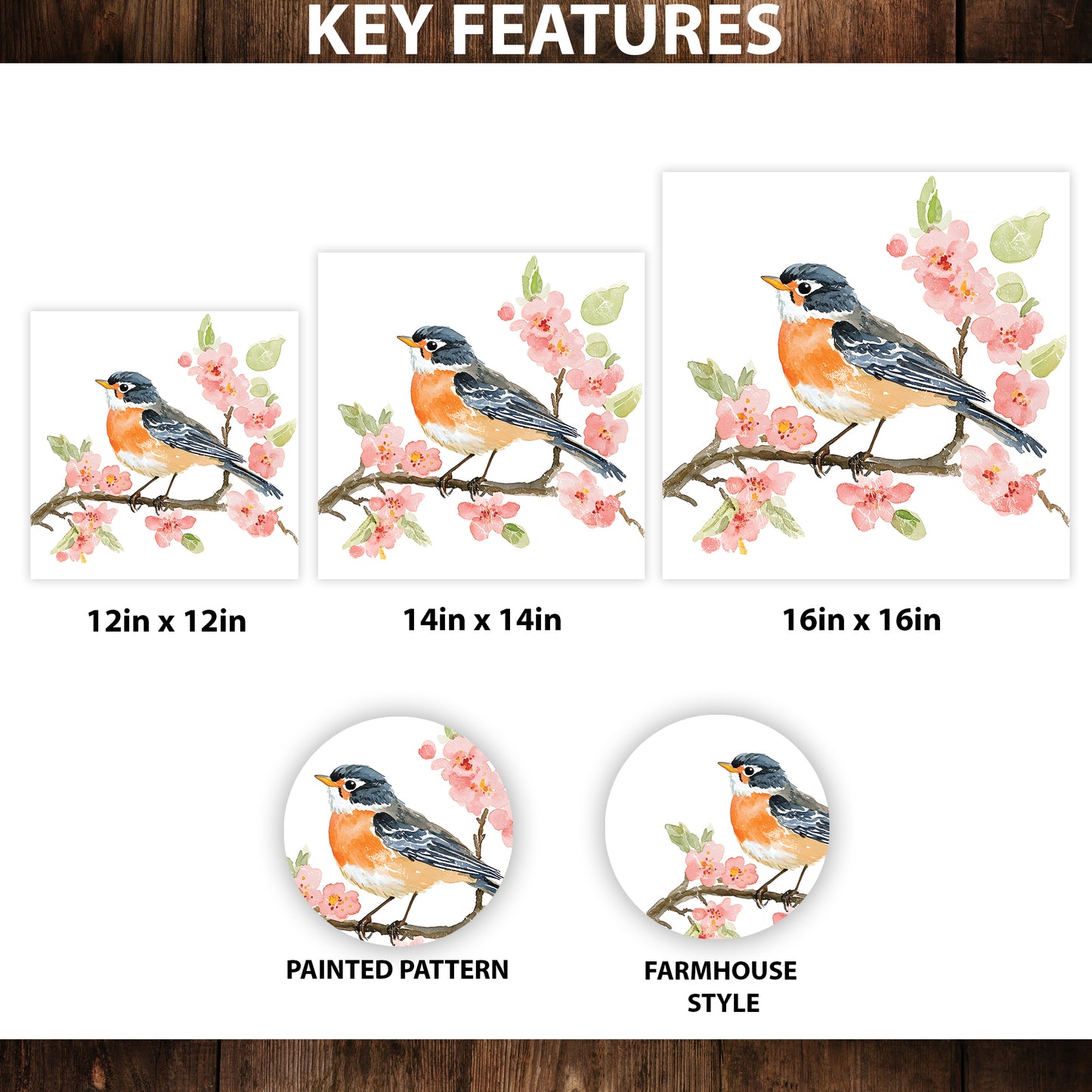 Spring American Robin Wall Decor Art | UV Print Wall Decor | Indoor Wall Art Canvas | 3 Sizes