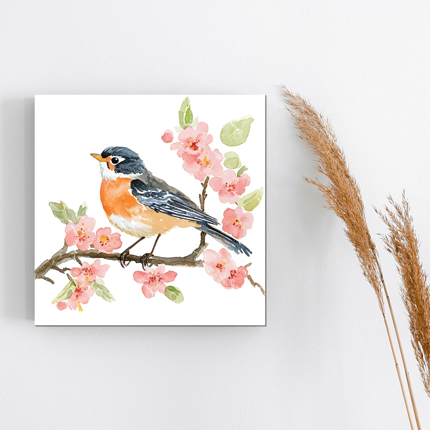 Spring American Robin Wall Decor Art | UV Print Wall Decor | Indoor Wall Art Canvas | 3 Sizes