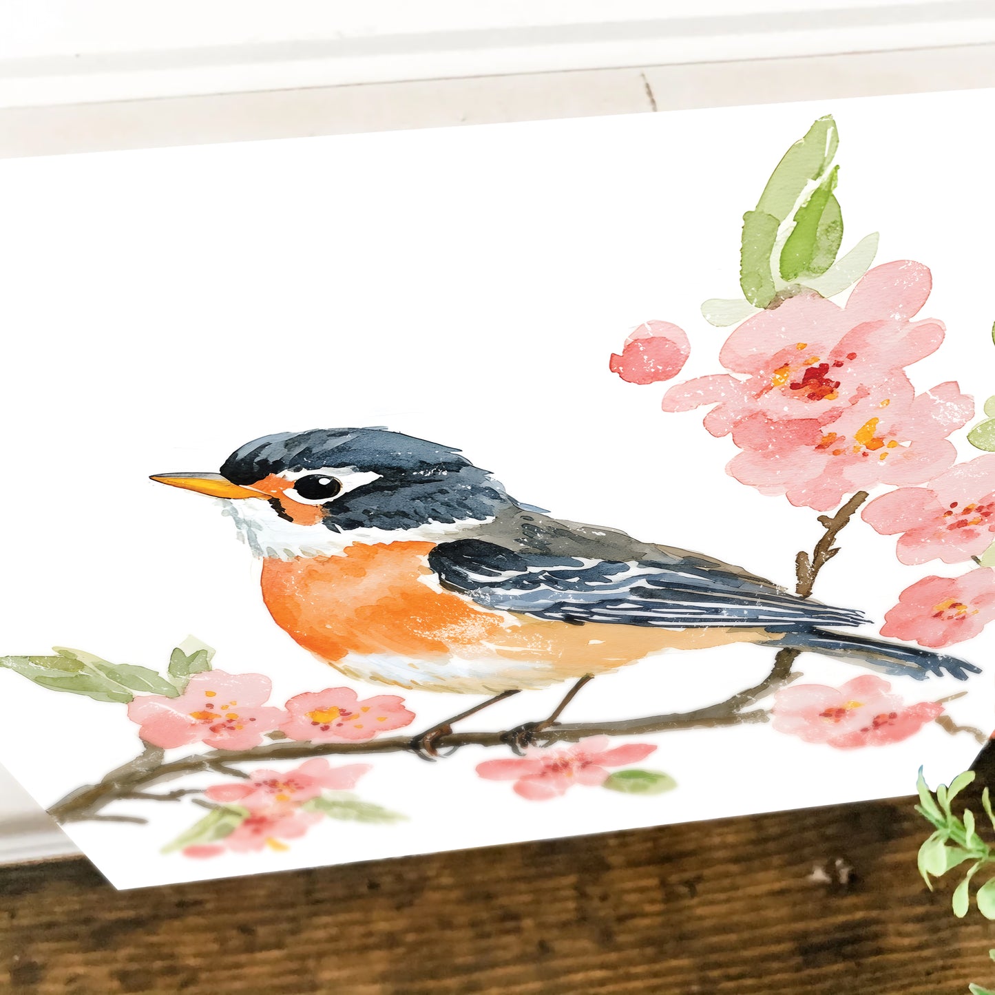 Spring American Robin Wall Decor Art | UV Print Wall Decor | Indoor Wall Art Canvas | 3 Sizes