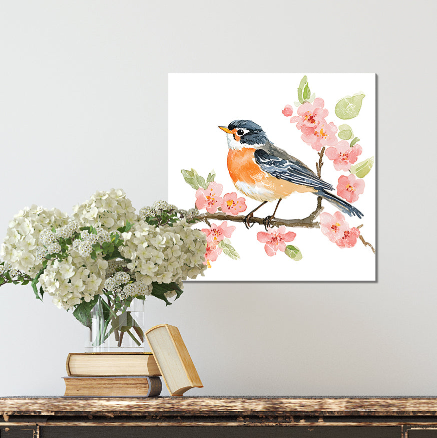 Spring American Robin Wall Decor Art | UV Print Wall Decor | Indoor Wall Art Canvas | 3 Sizes