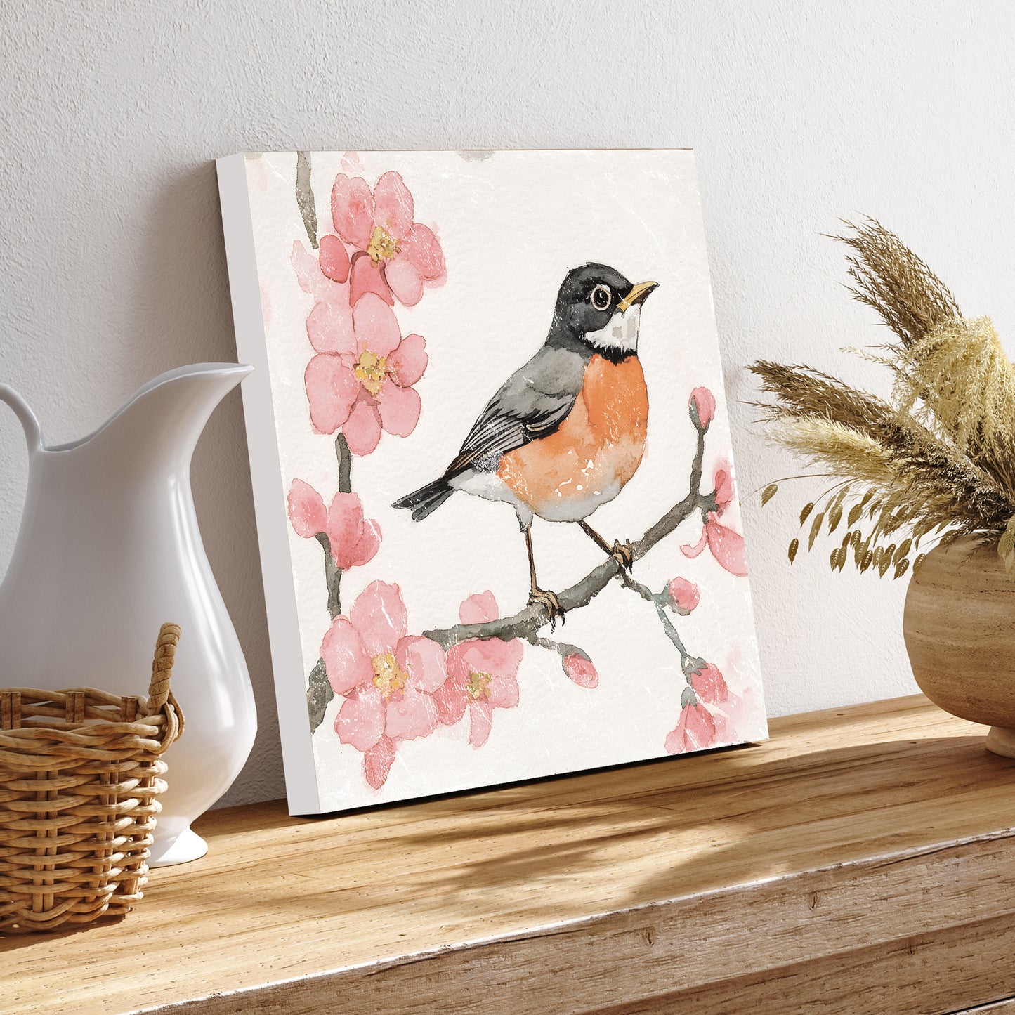 Spring American Robin Wall Decor Art | UV Print Wall Decor | Indoor Wall Art Canvas | 3 Sizes