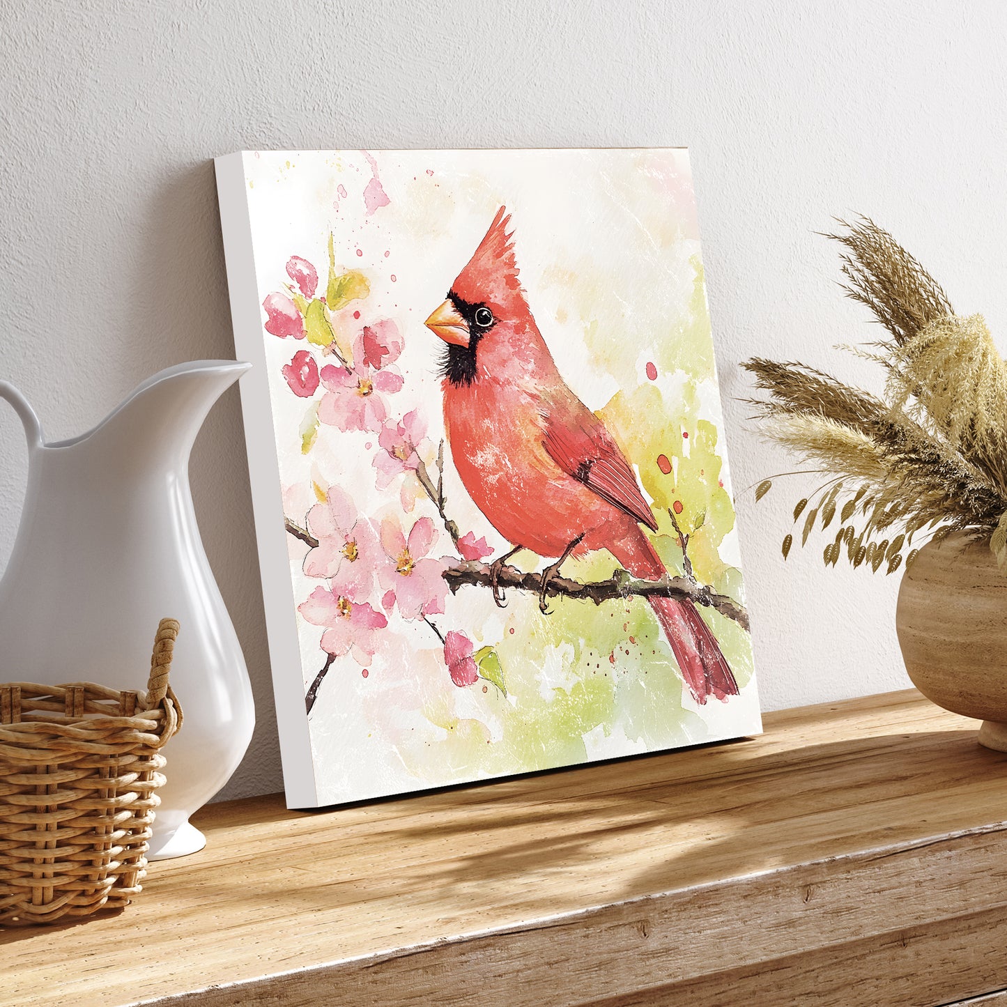 Spring Cardinal Wall Decor Art | UV Print Wall Decor | Indoor Wall Art Canvas | Nature-Inspired Home Décor | 3 Sizes