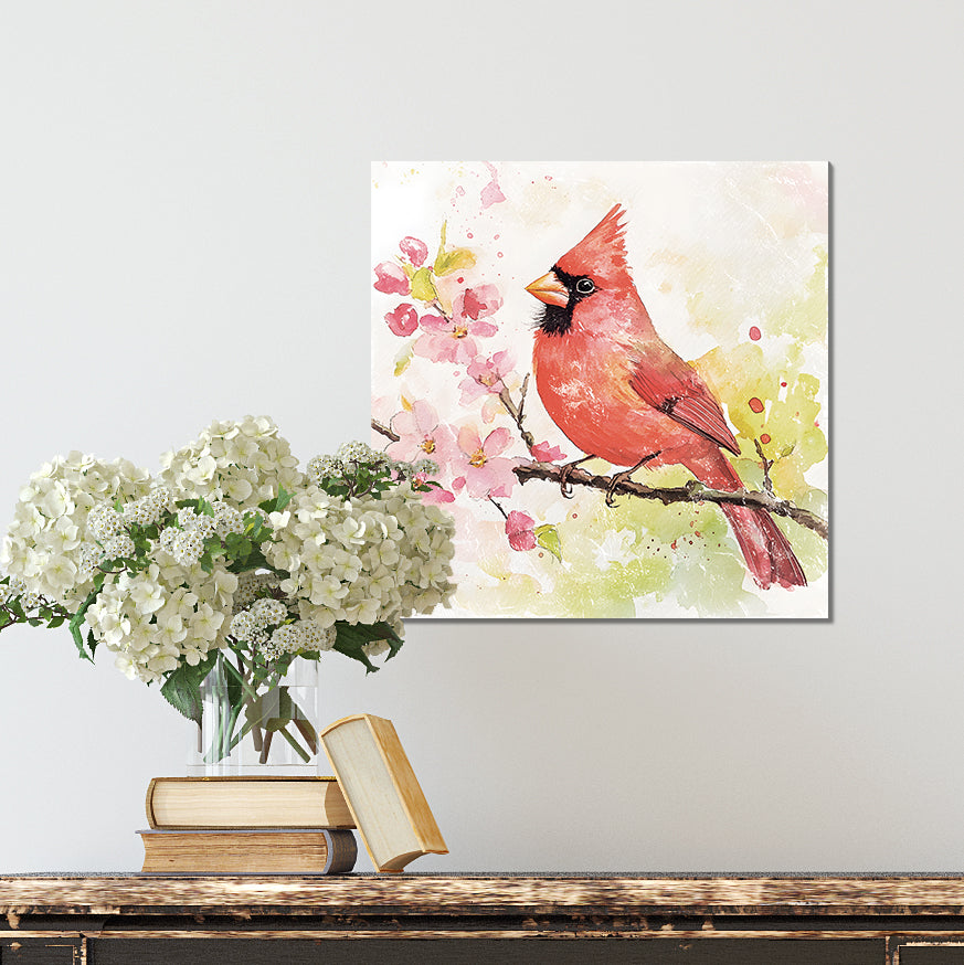 Spring Cardinal Wall Decor Art | UV Print Wall Decor | Indoor Wall Art Canvas | Nature-Inspired Home Décor | 3 Sizes