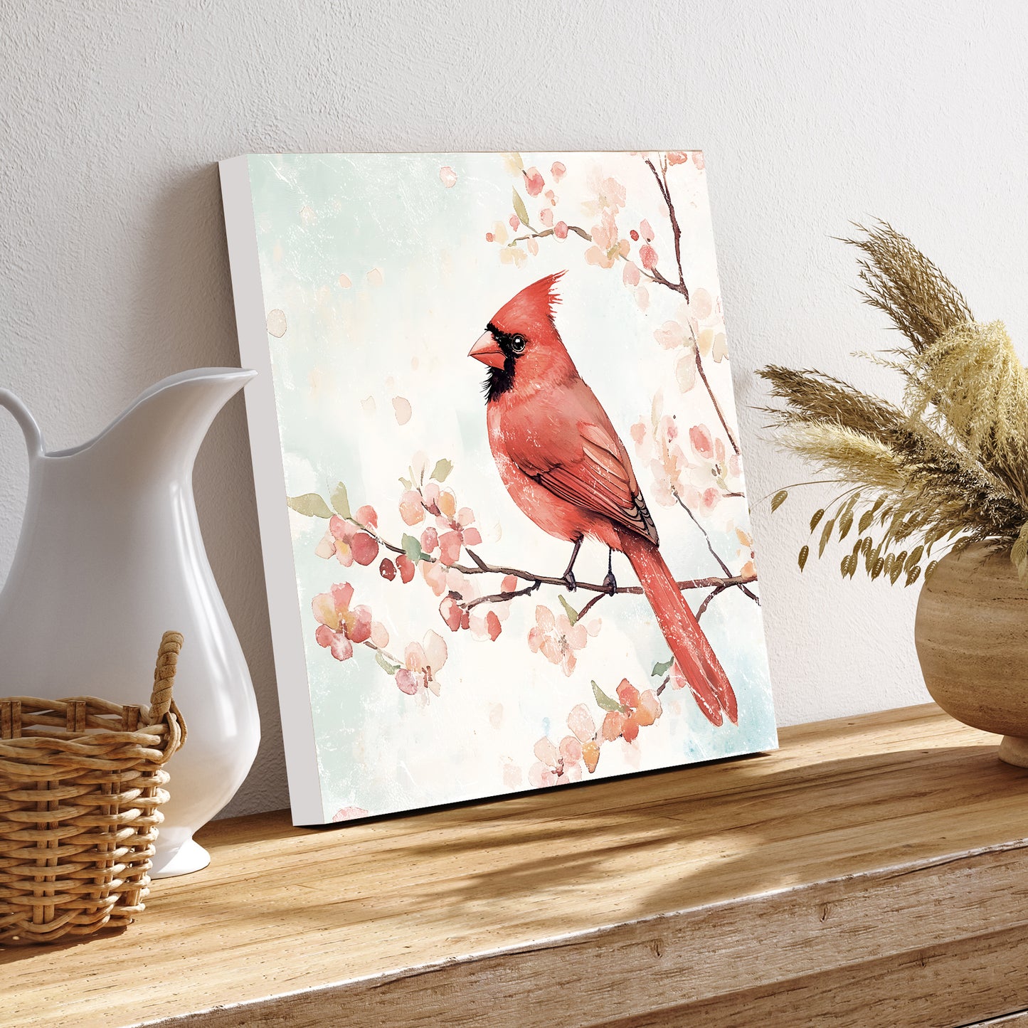 Spring Cardinal Wall Decor Art | UV Print Wall Decor | Indoor Wall Art Canvas | Nature-Inspired Home Décor | 3 Sizes