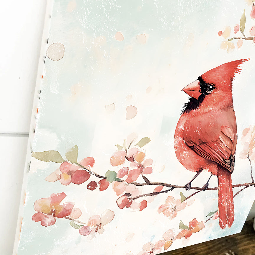 Spring Cardinal Wall Decor Art | UV Print Wall Decor | Indoor Wall Art Canvas | Nature-Inspired Home Décor | 3 Sizes