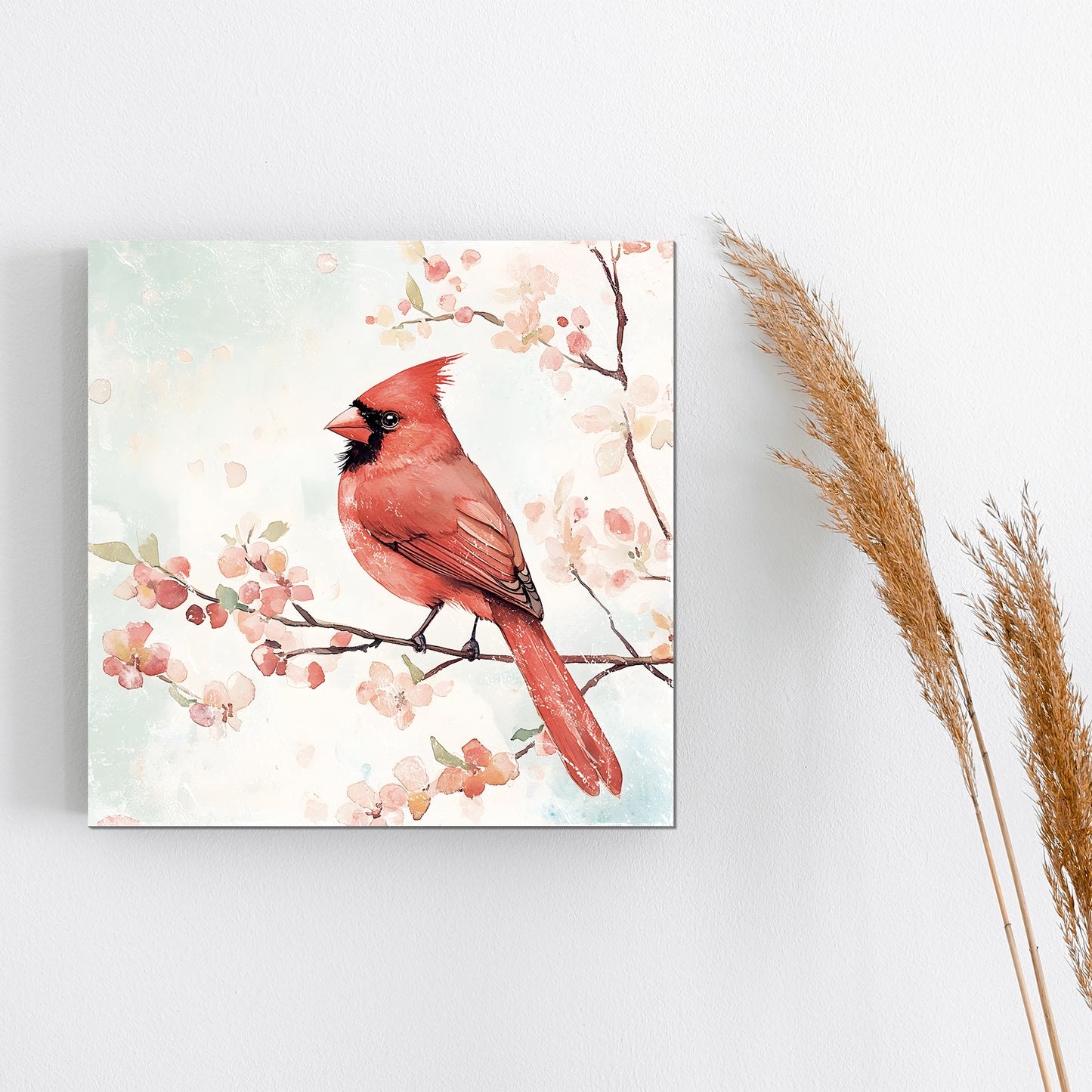 Spring Cardinal Wall Decor Art | UV Print Wall Decor | Indoor Wall Art Canvas | Nature-Inspired Home Décor | 3 Sizes