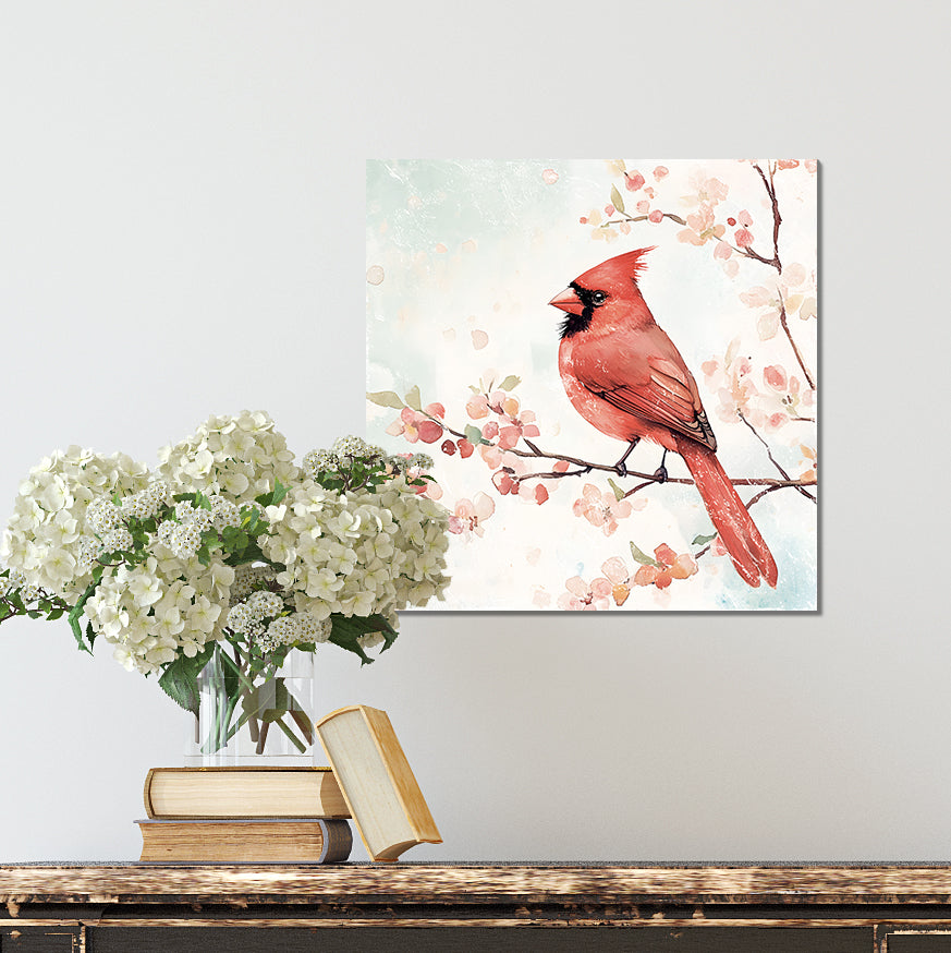 Spring Cardinal Wall Decor Art | UV Print Wall Decor | Indoor Wall Art Canvas | Nature-Inspired Home Décor | 3 Sizes