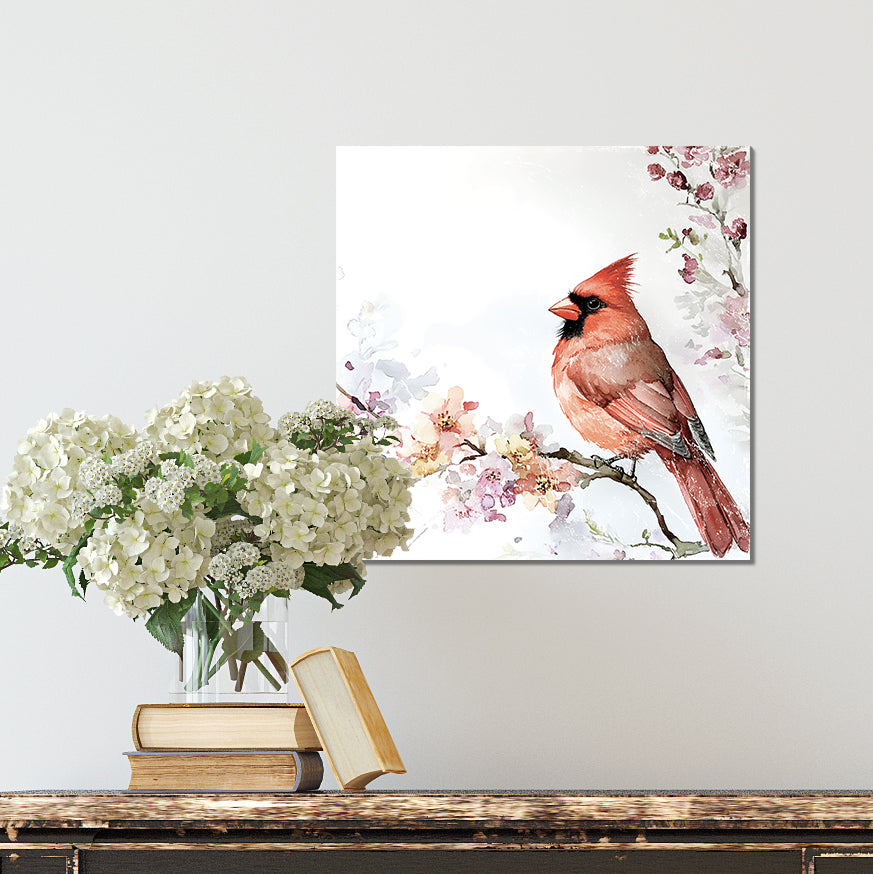 Spring Cardinal Wall Decor Art | UV Print Wall Decor | Indoor Wall Art Canvas | Nature-Inspired Home Décor | 3 Sizes