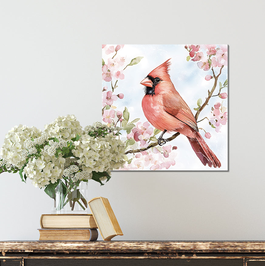 Spring Cardinal Wall Decor Art | UV Print Wall Decor | Indoor Wall Art Canvas | Nature-Inspired Home Décor | 3 Sizes