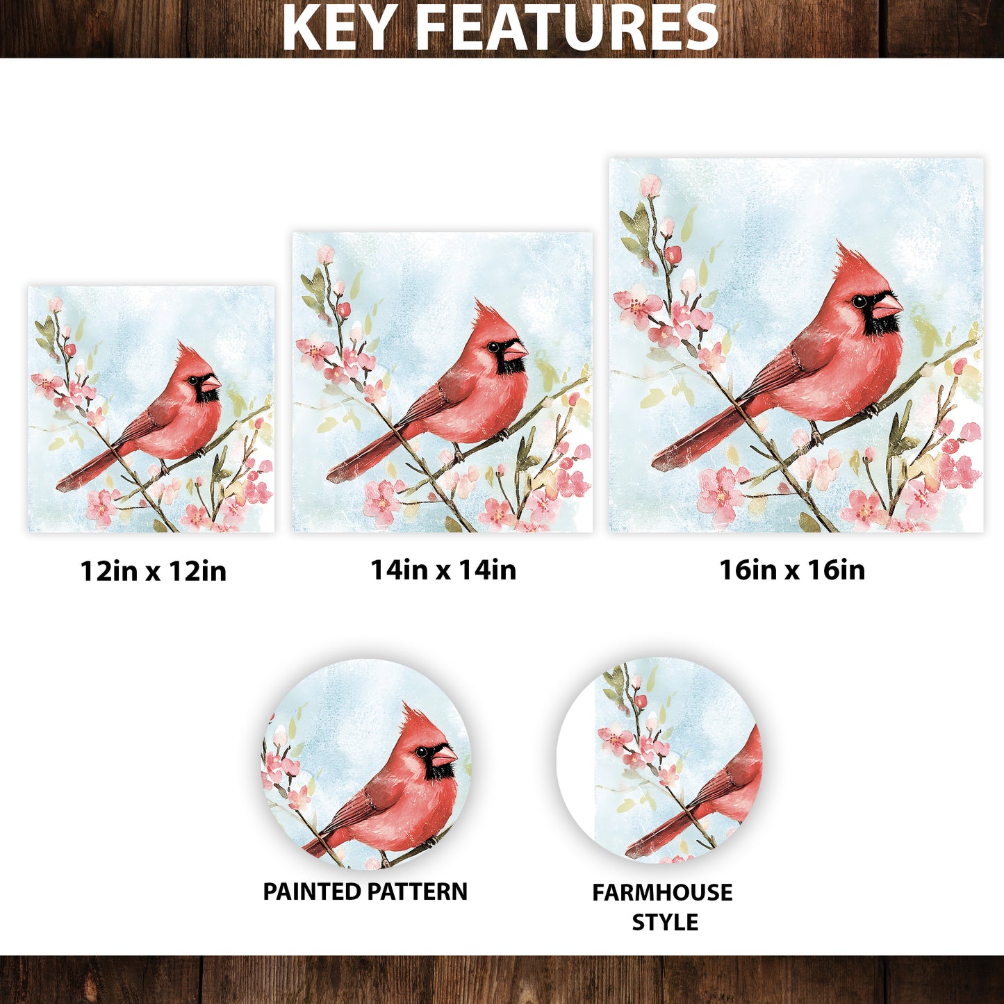 Spring Cardinal Wall Decor Art | UV Print Wall Decor | Indoor Wall Art Canvas | Nature-Inspired Home Décor | 3 Sizes (Copy)