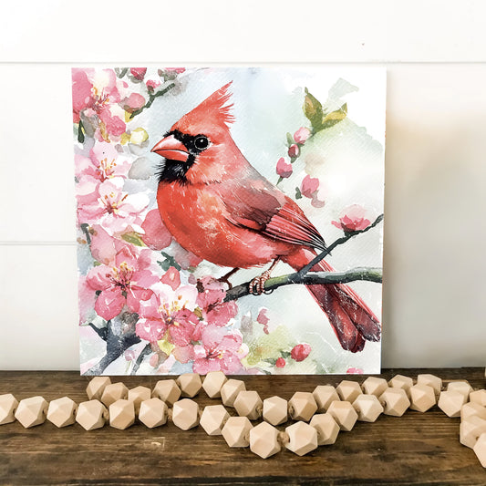 Spring Cardinal Wall Decor Art | UV Print Wall Decor | Indoor Wall Art Canvas | Nature-Inspired Home Décor | 3 Sizes